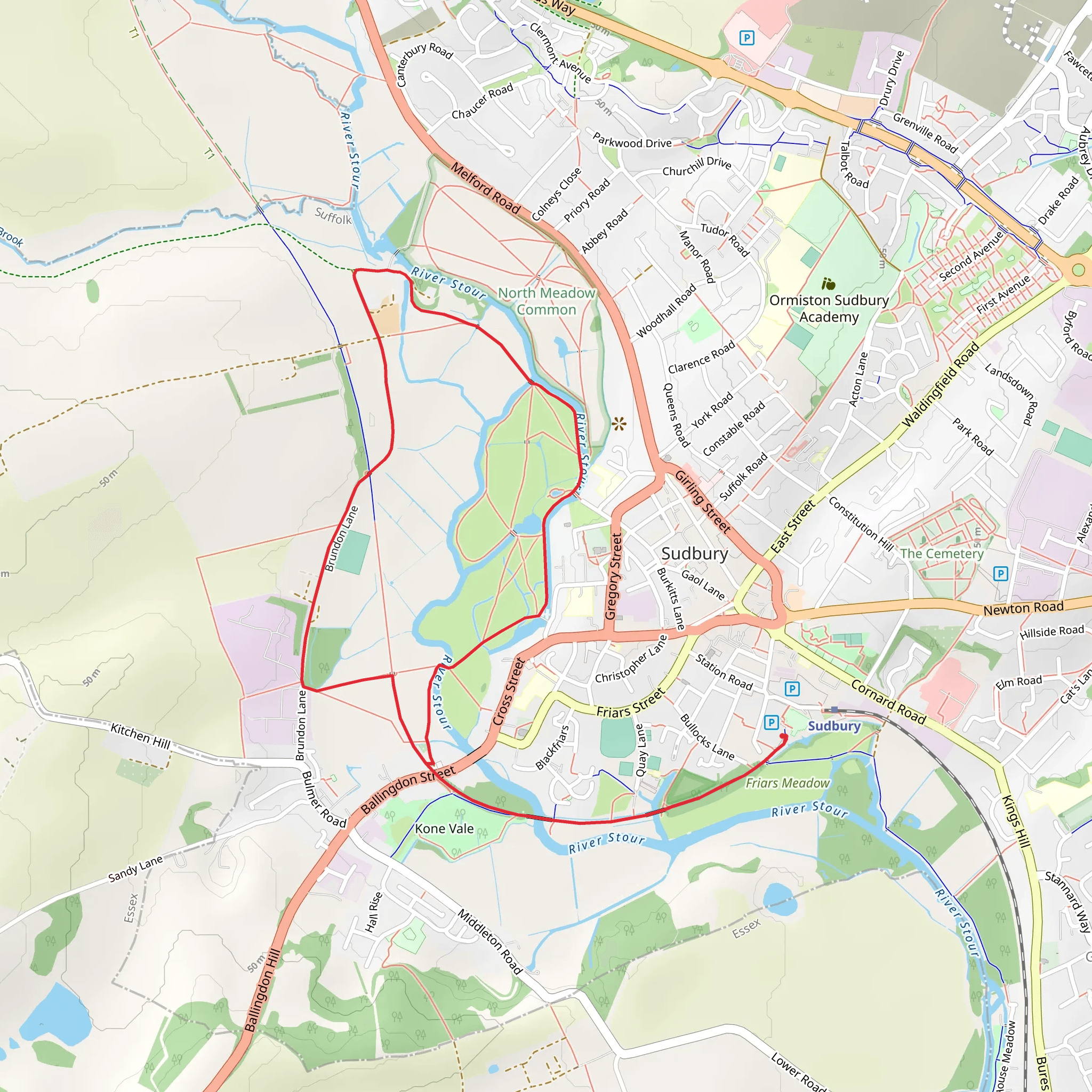 Sudbury Water Meadows Loop mobile static map