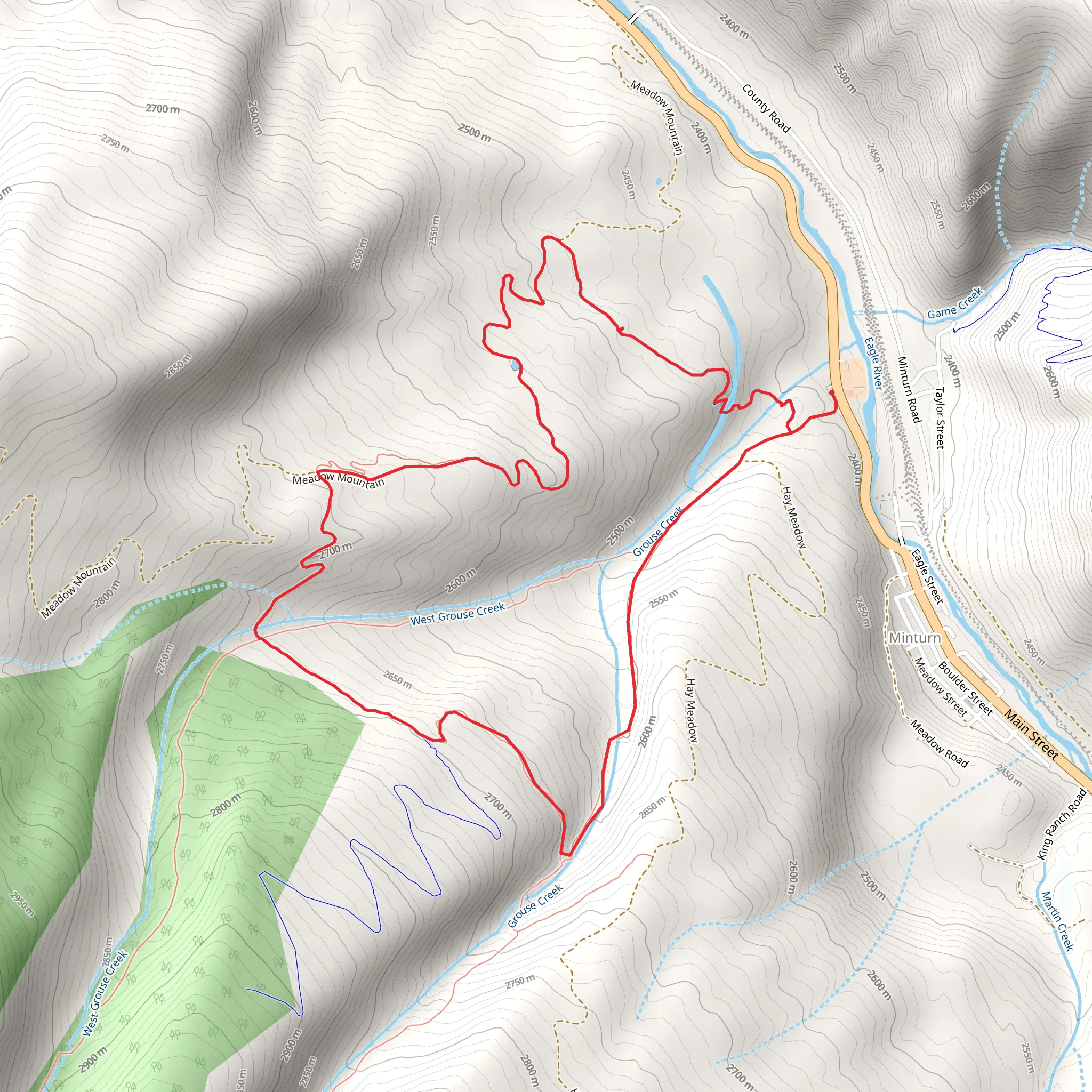 Grouse Creek, Meadow Mountain and Line Shack Loop mobile static map