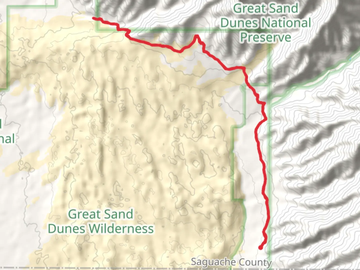 An image depicting the trail Sand Ramp Trail - Long and its surrounding area.