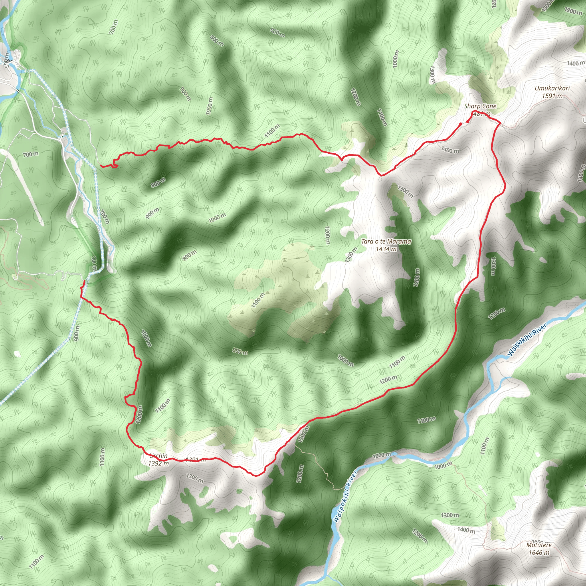 Urchin to Umukarikari Loop mobile static map