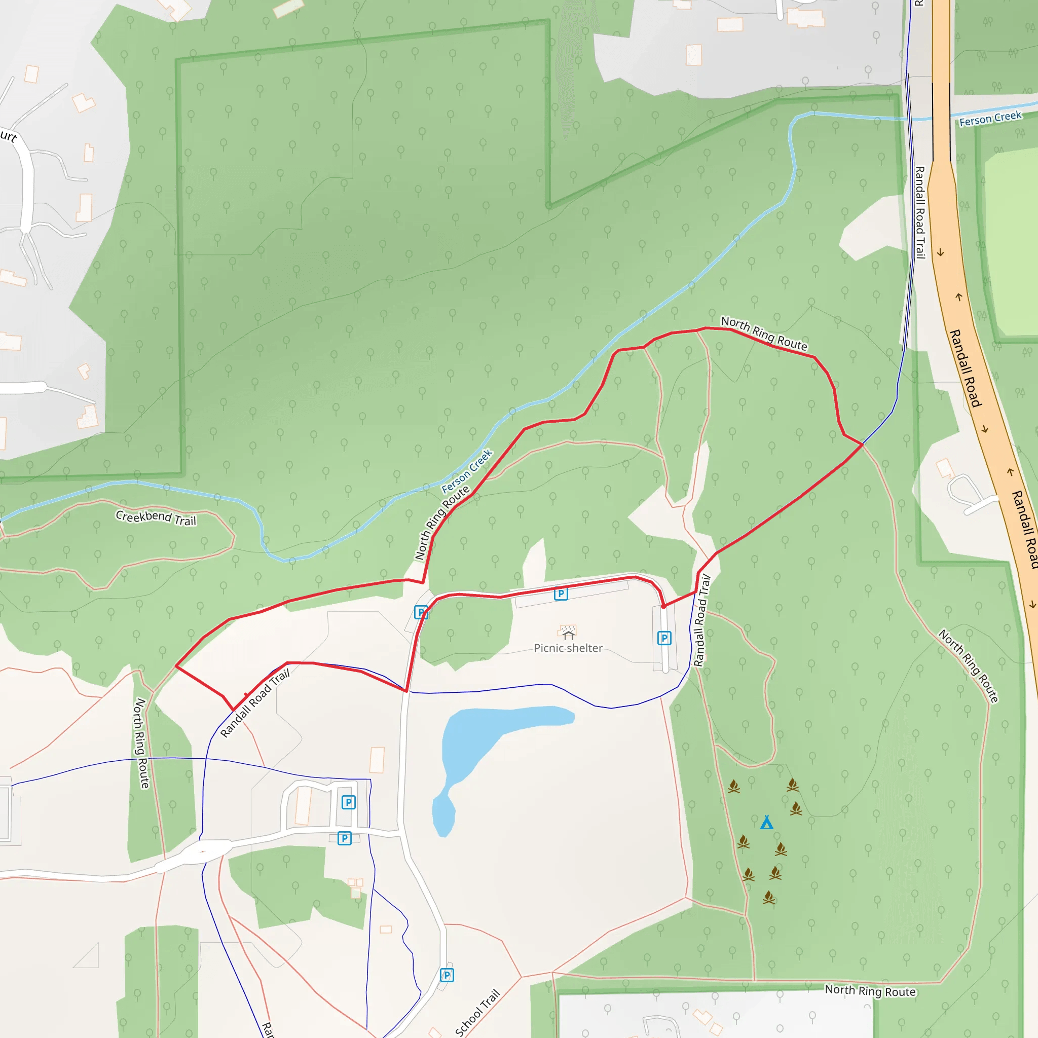 Randall Road Trail and North Ring Route Loop mobile static map