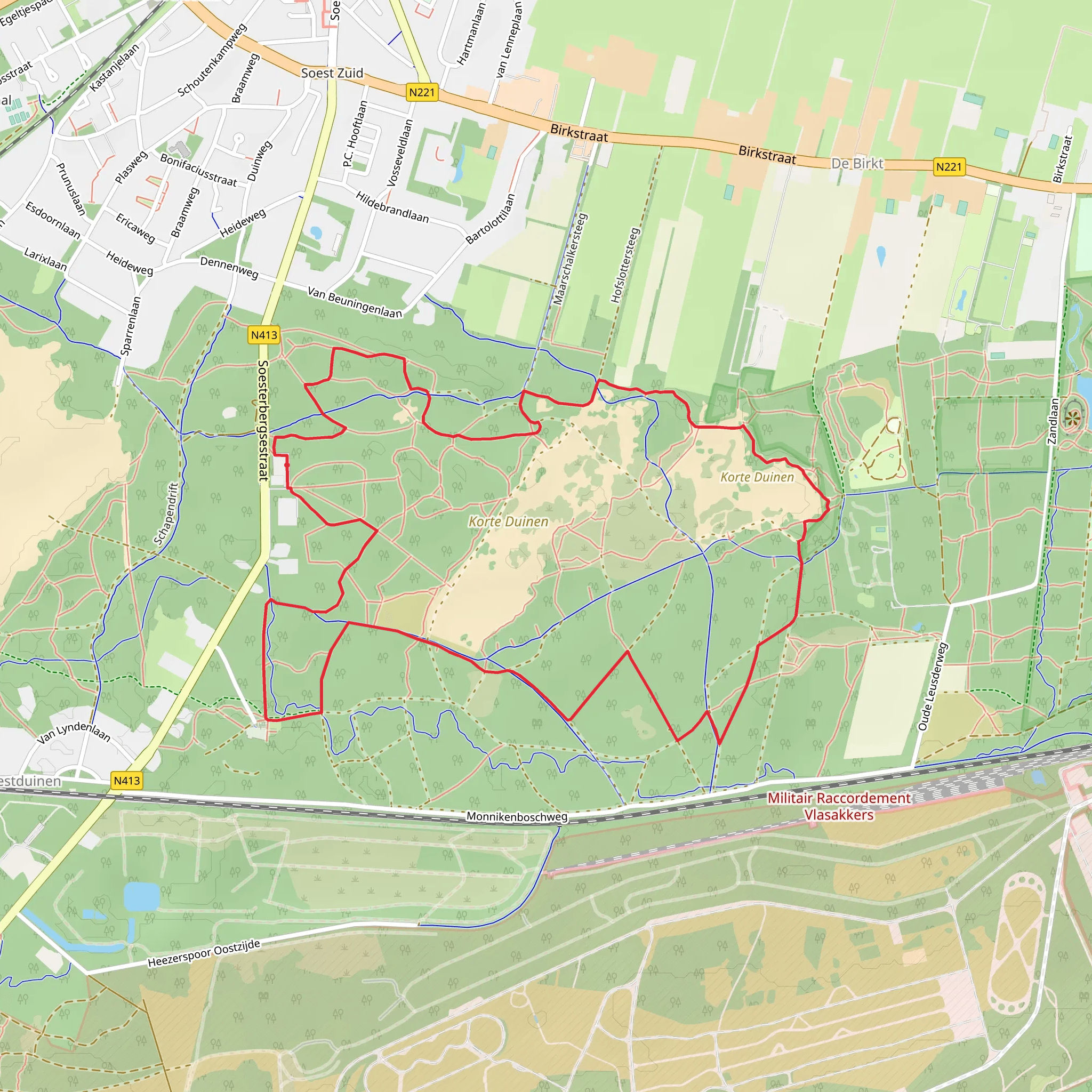 Natuurpad De Korte Duinen Short Loop mobile static map