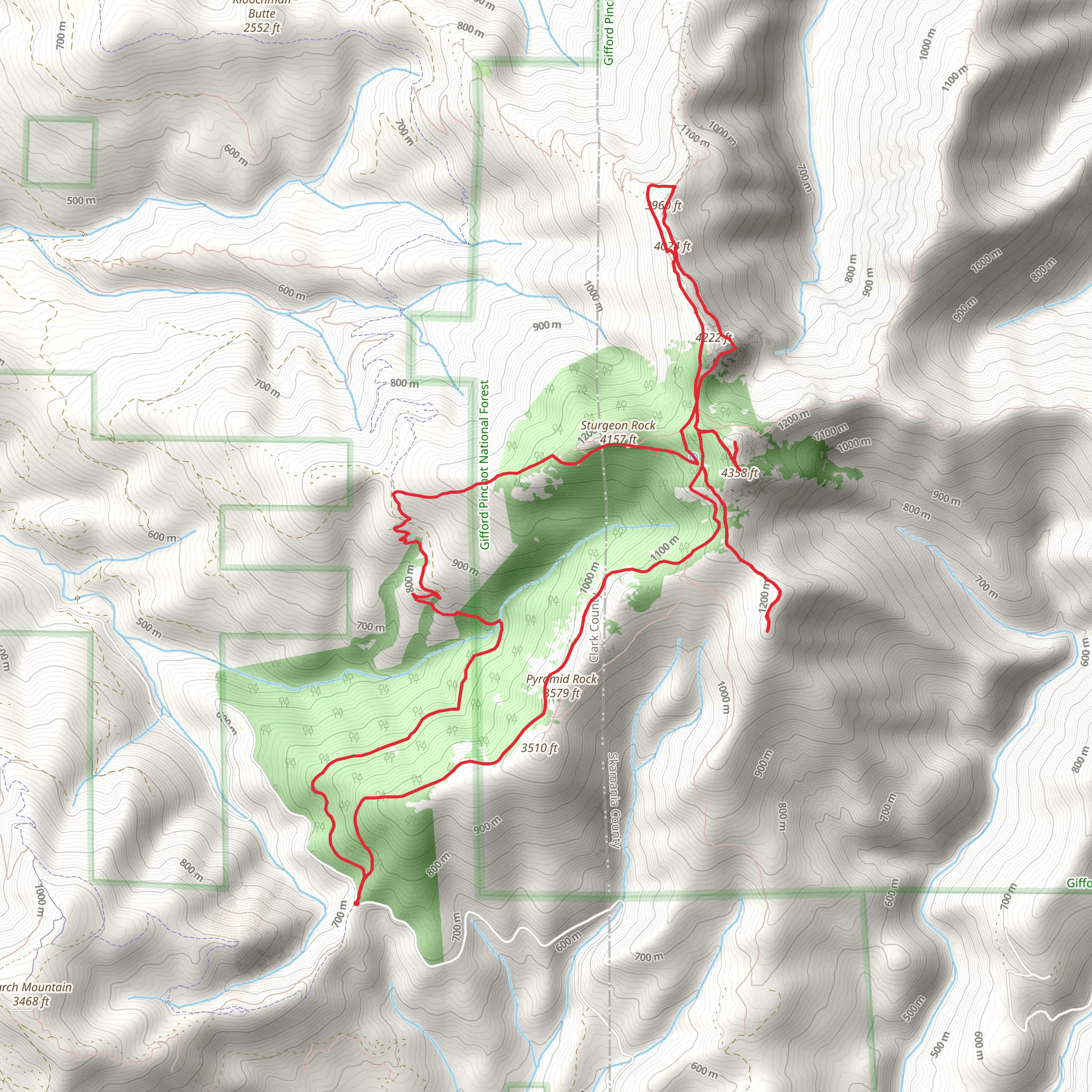 Indian Pits, Silver Star Mountain, Ed's and Tarbell Loop Trail mobile static map