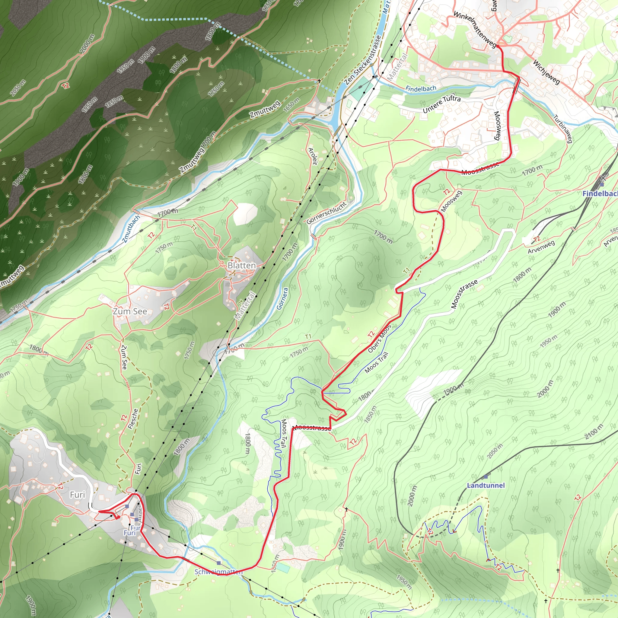Zermatt-Furi via Winkelmatten - Nr 116 mobile static map