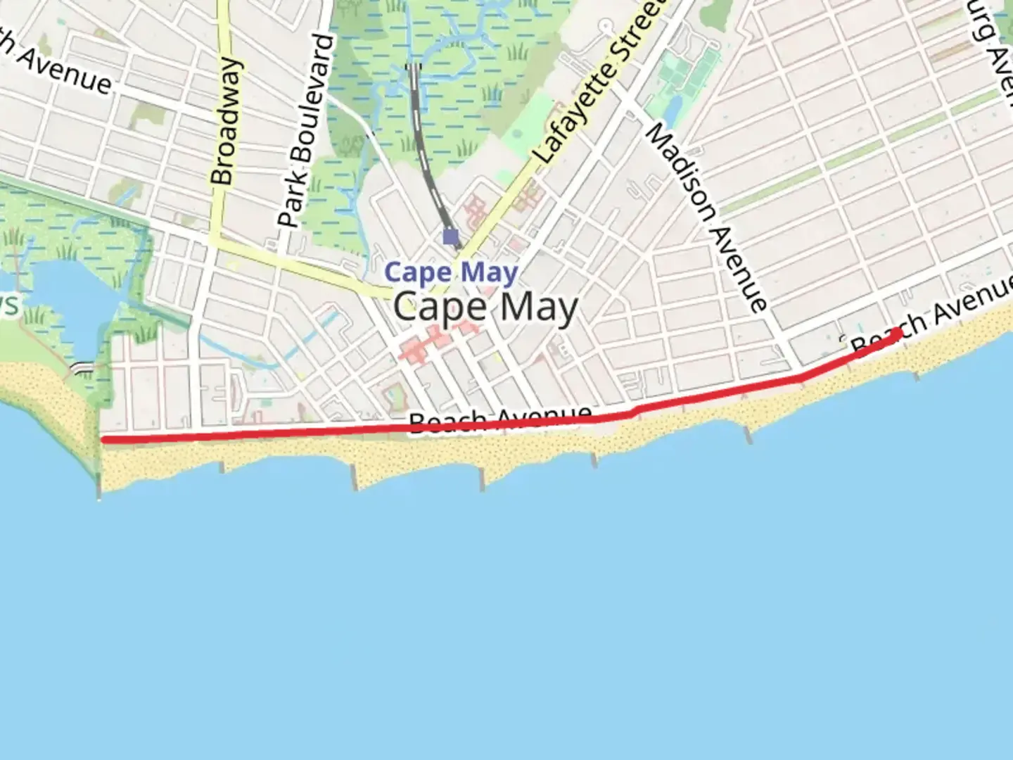 An image depicting the trail Cape May Promenade and its surrounding area.