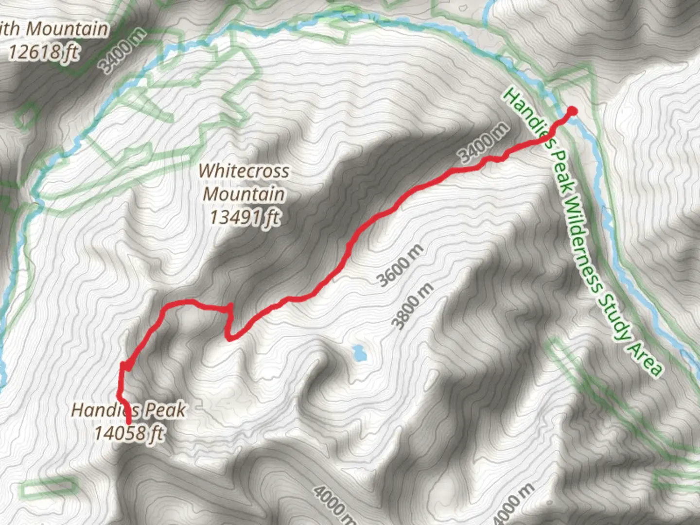 An image depicting the trail Handies Peak and its surrounding area.