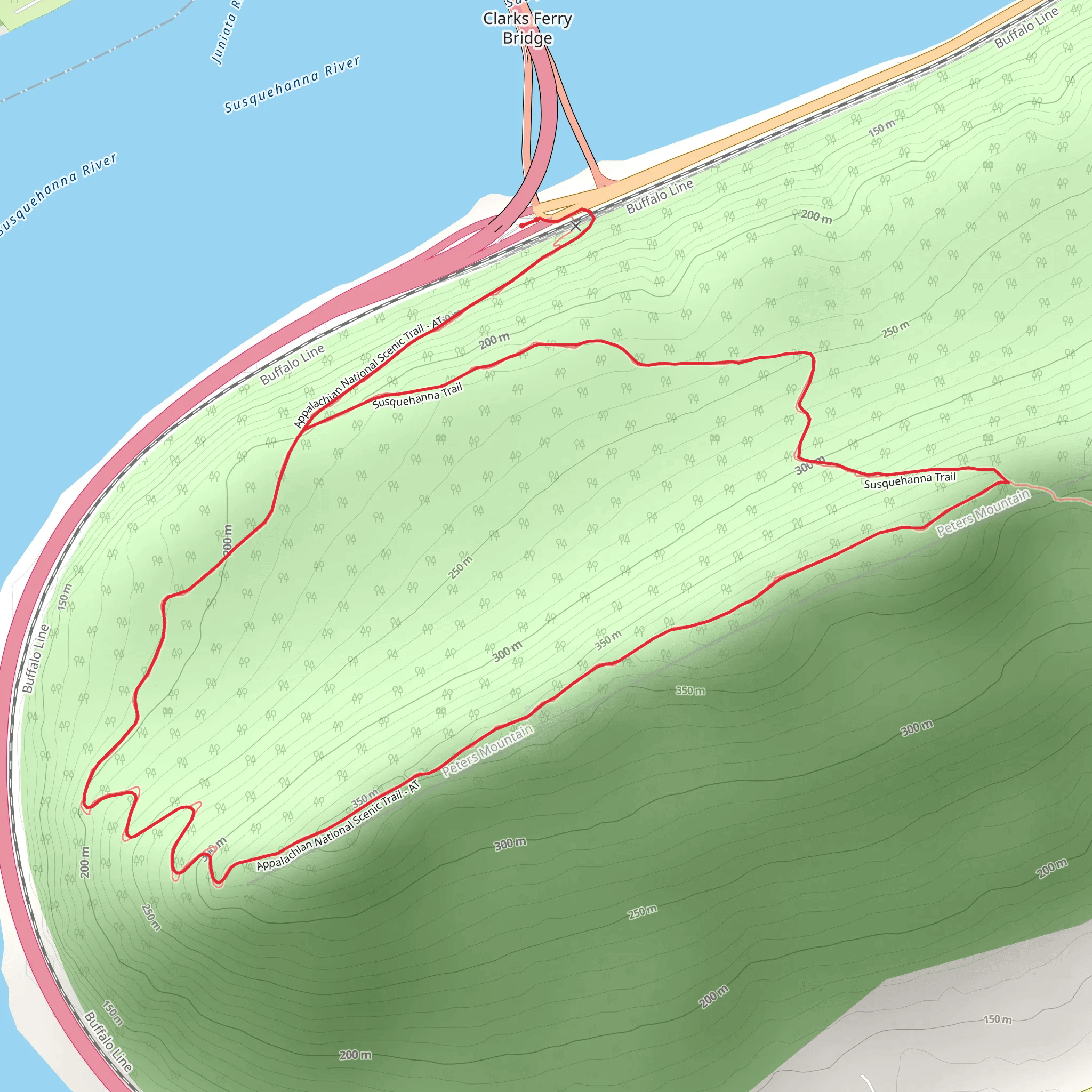 Peters Mountain Ridge Trail mobile static map