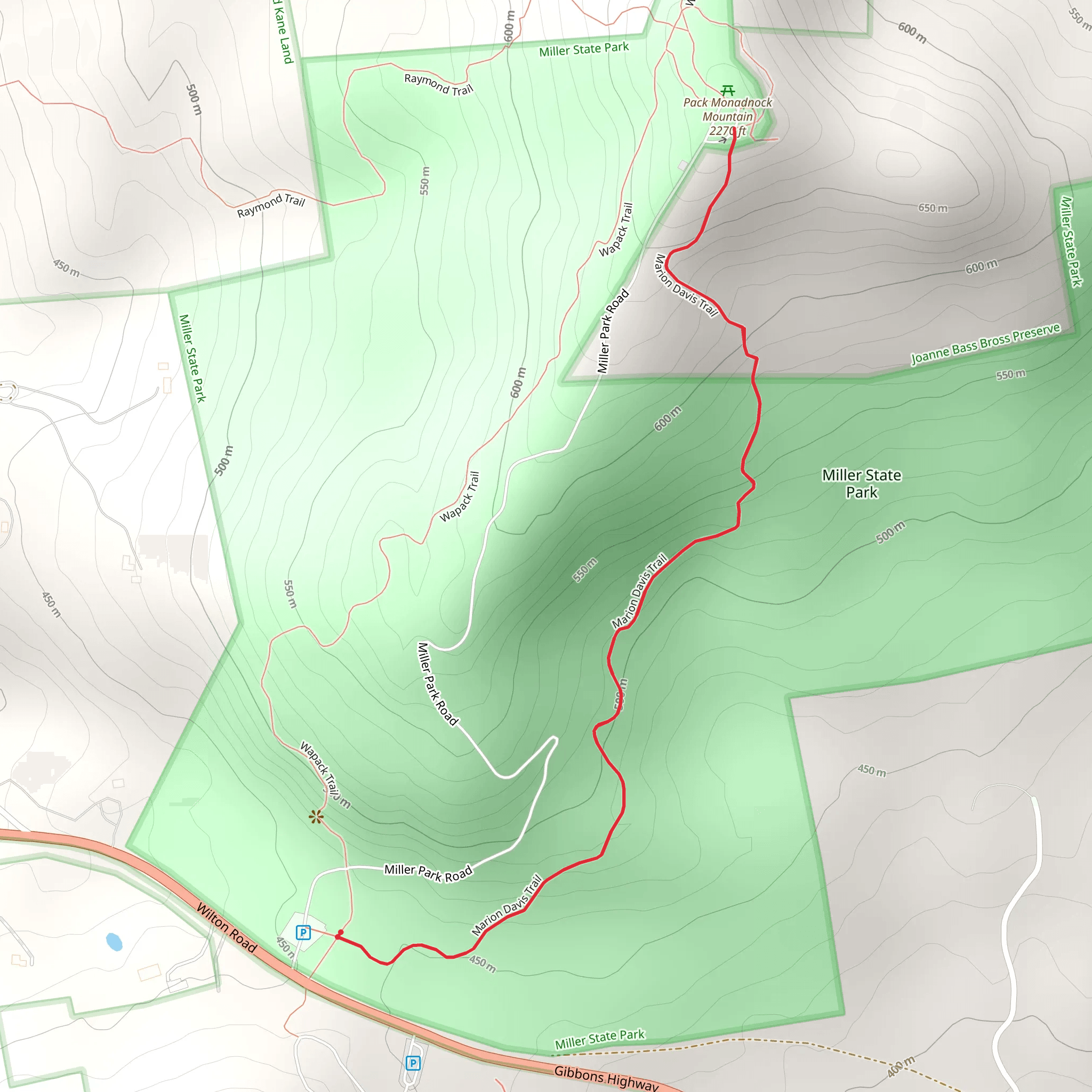 Pack Monadnock Mountain mobile static map