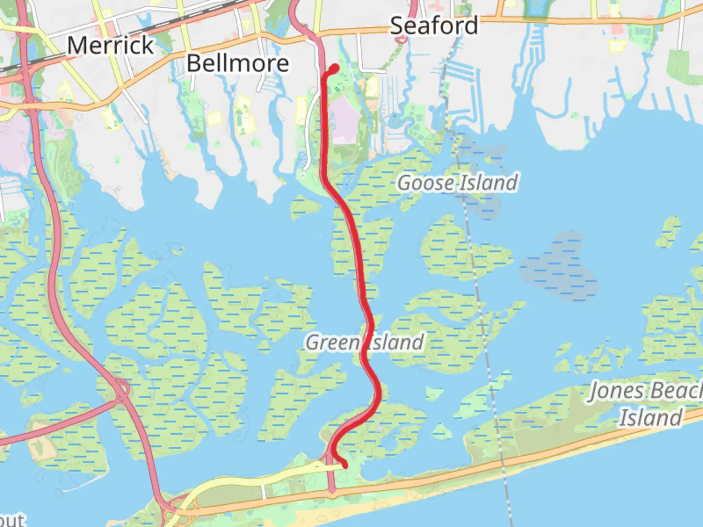An image depicting the trail Jones Beach Path and its surrounding area.