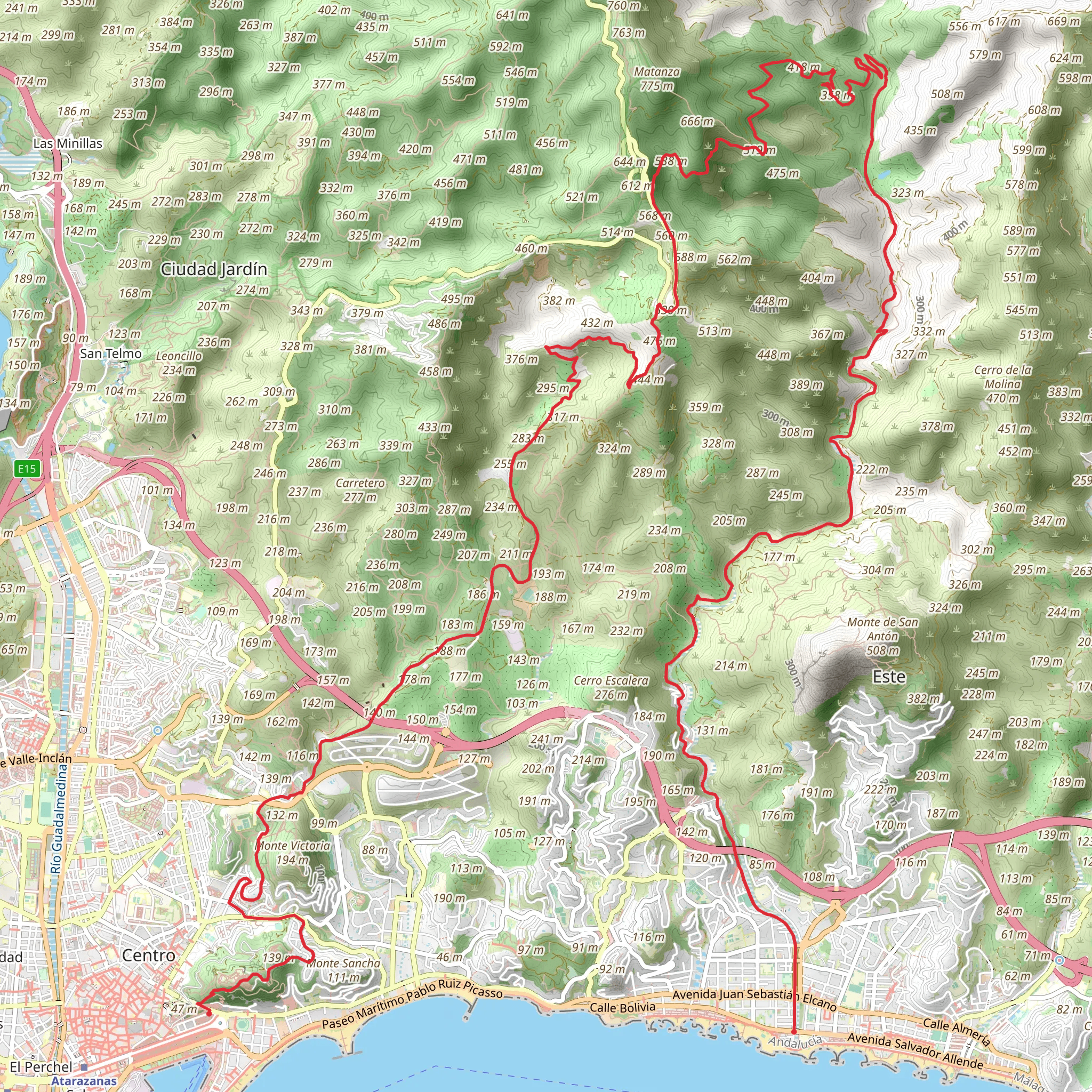 Malaga Viewpoint Trail mobile static map