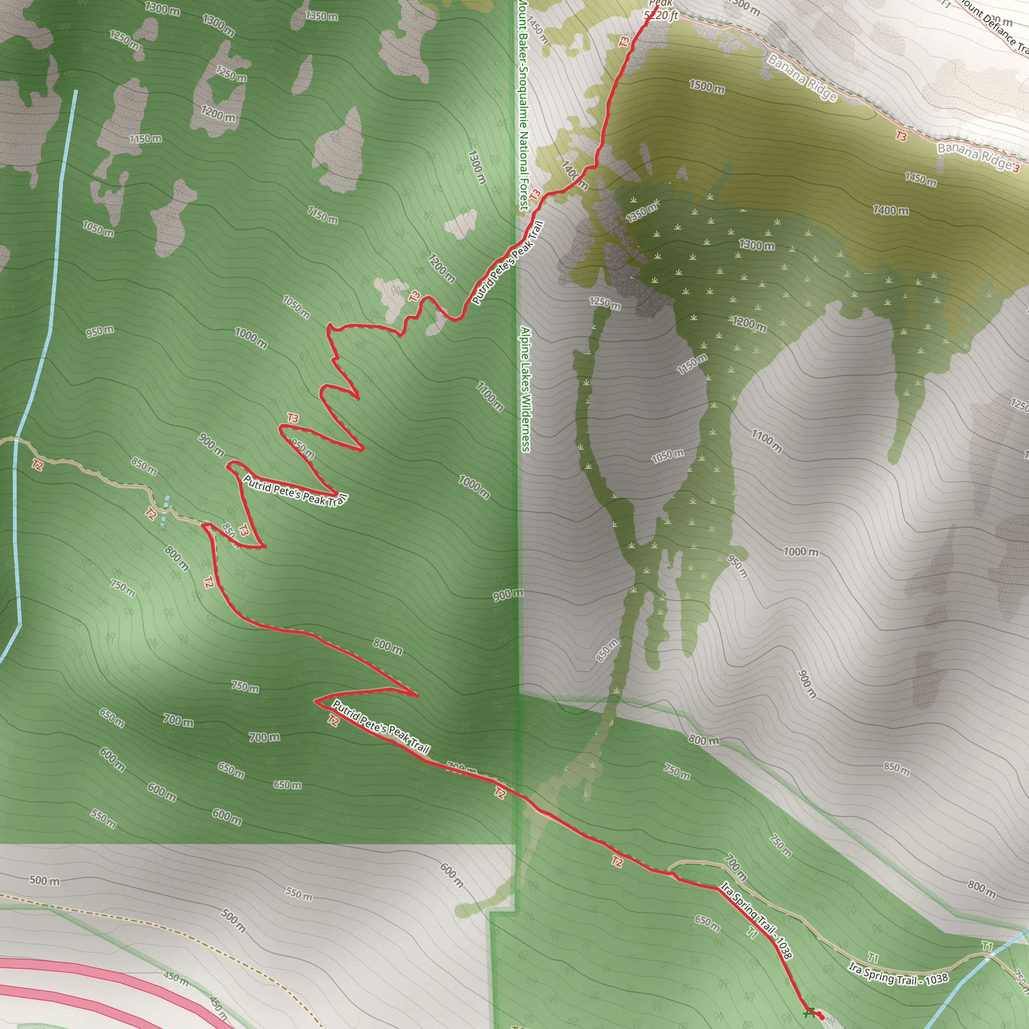 Putrid Pete's Peak via Ira Spring Trail mobile static map