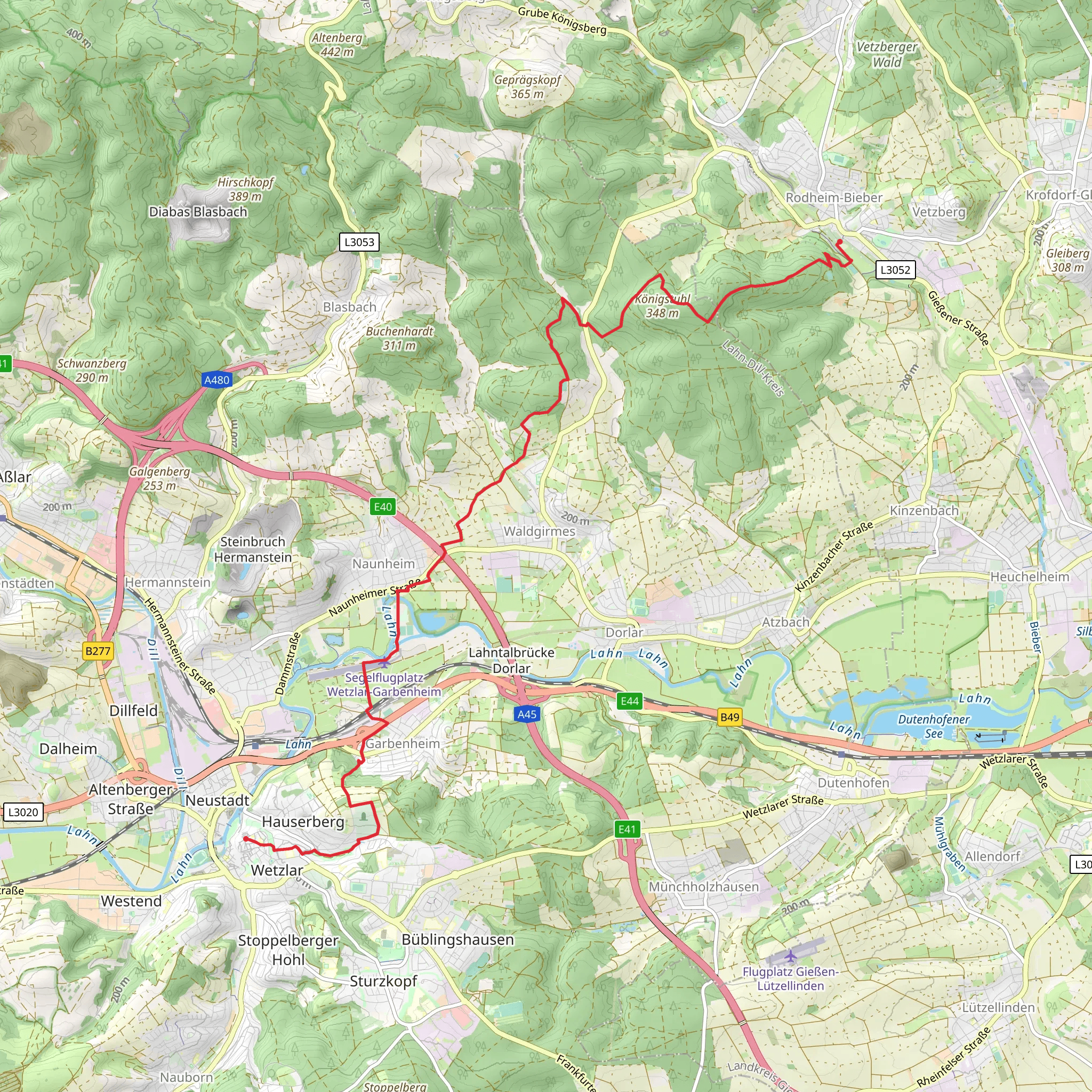 Rodheimbieber to Wetzlar Walk mobile static map