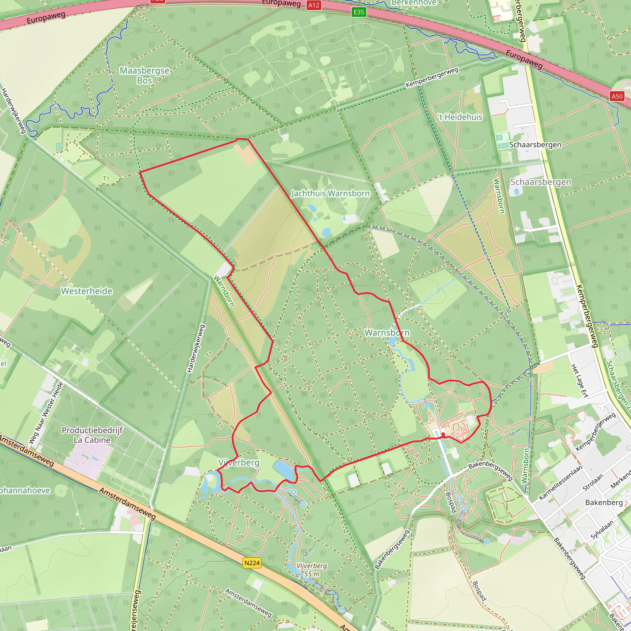 Warnsborn, De Grote Kweek and Vijverberg Loop mobile static map