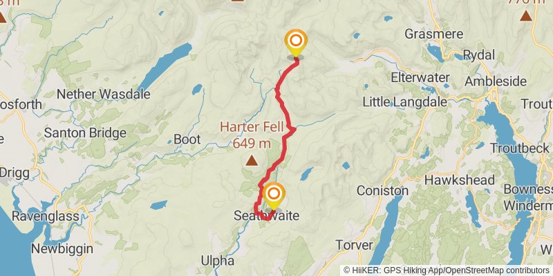 Staveley to Ambleside Walk stage 10 Map