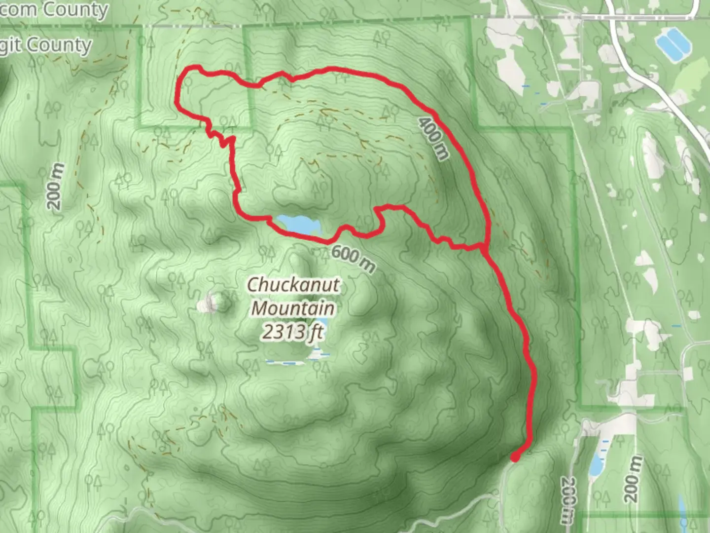 An image depicting the trail Lizard Lake via Alternate Incline and British Army Trail and its surrounding area.