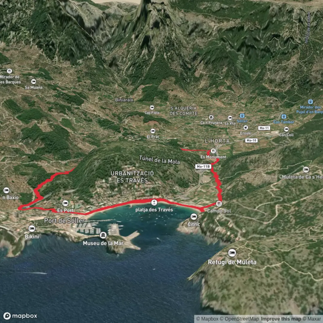 An image depicting the trail Sa Mola and Repic beach Loop and its surrounding area.