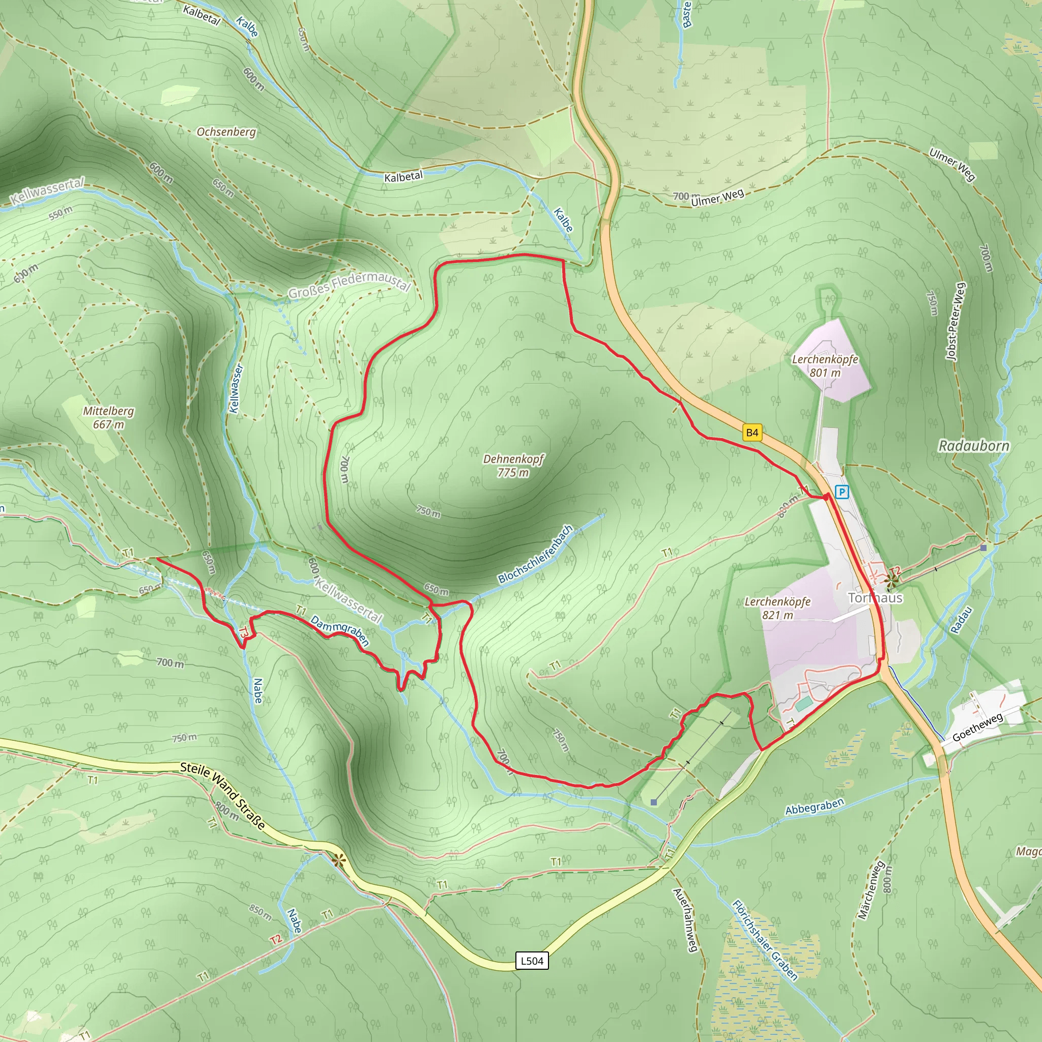 Nationalpark Besucherzentrum TorfHaus, Jungfernklippe and Lerchenkopfe Loop mobile static map