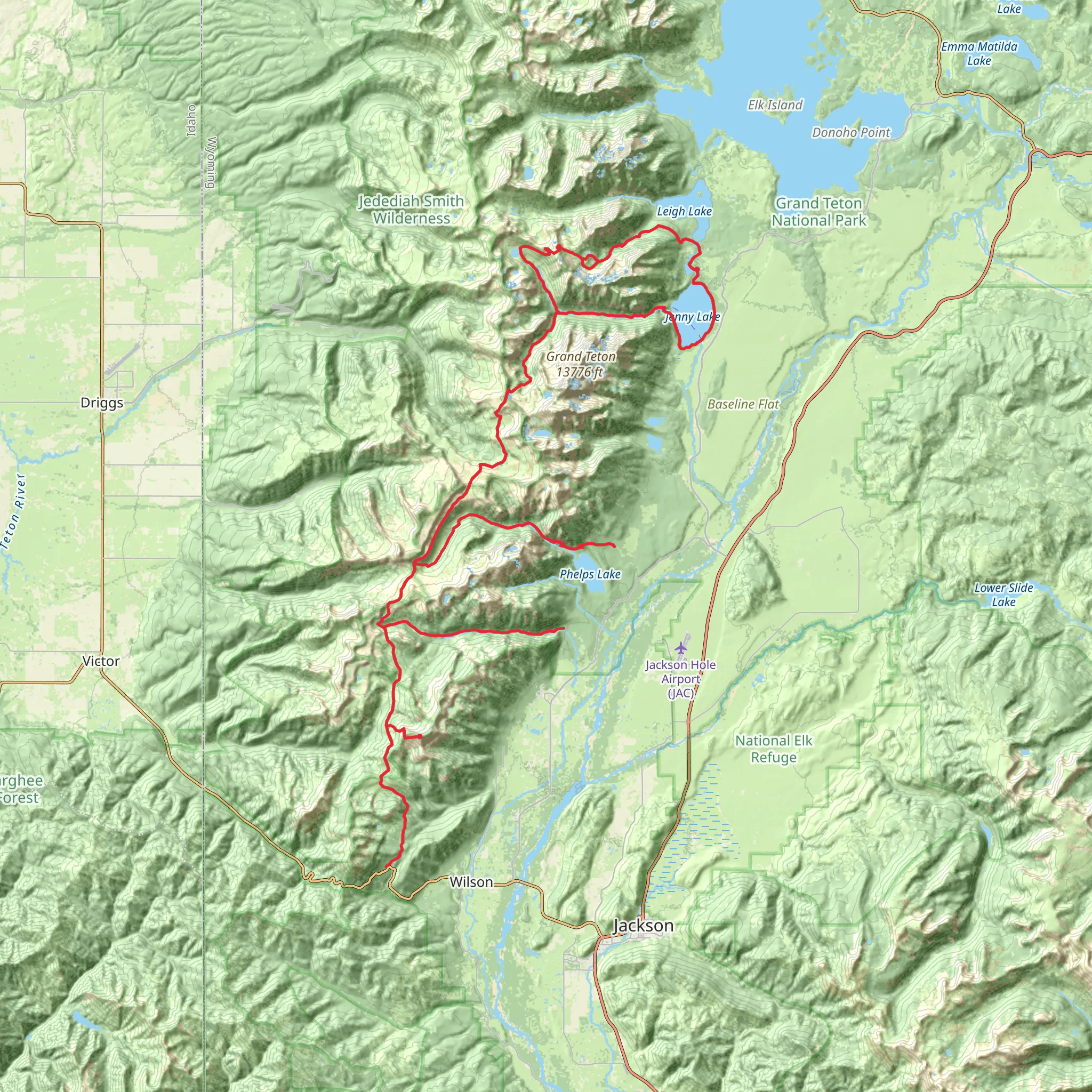 Teton Crest Trail mobile static map