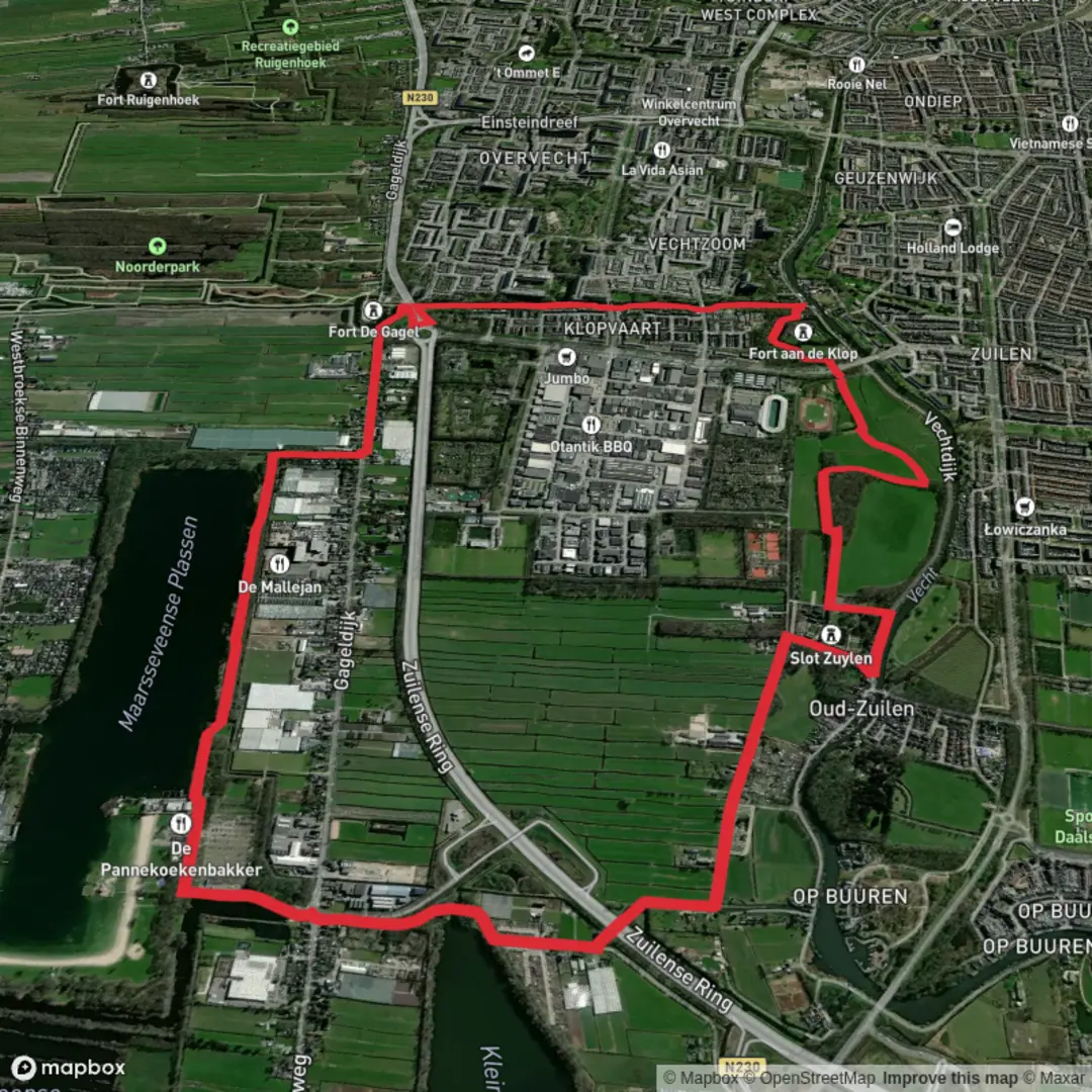 An image depicting the trail Maarsseveense Plassen via Koninklijke Weg and Berkenpad Loop and its surrounding area.