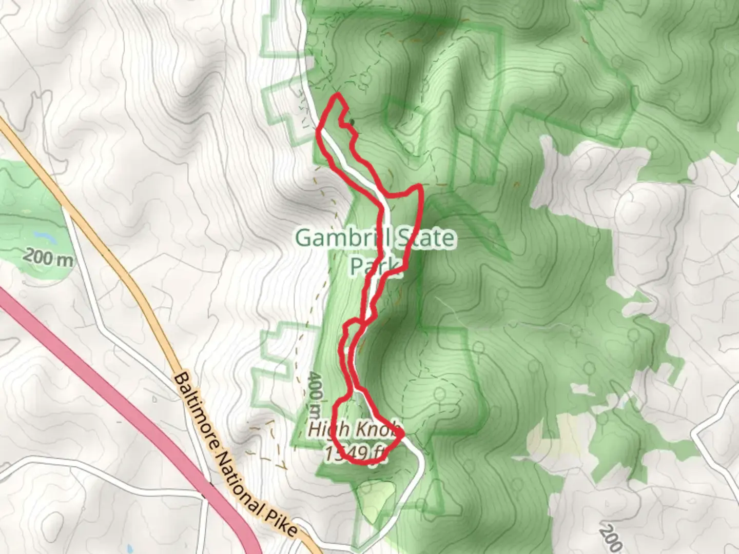 An image depicting the trail Yellow Poplar Trail Loop and its surrounding area.