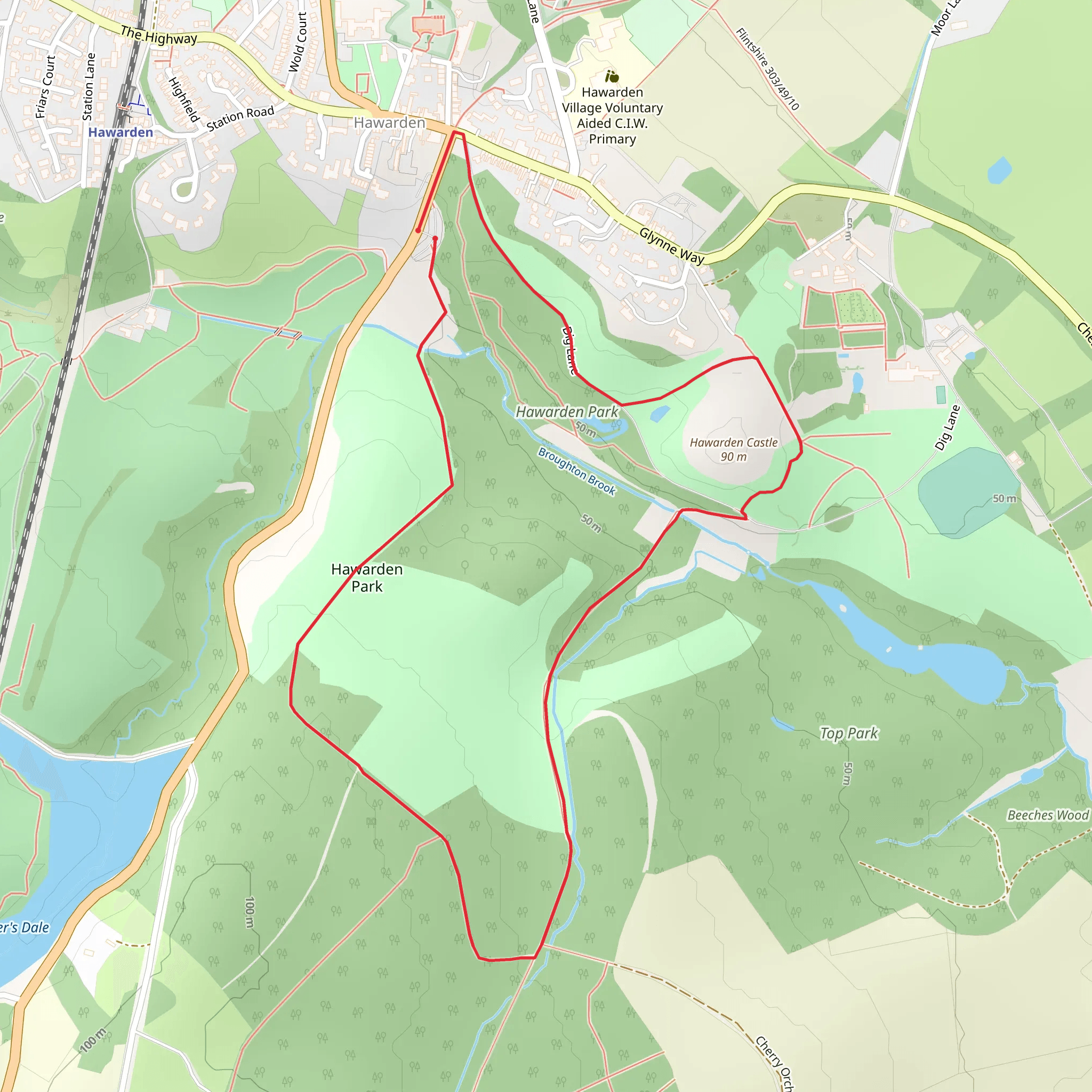 Hawarden Castle Loop mobile static map