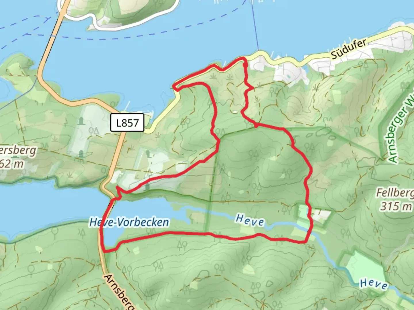 An image depicting the trail Heve Vorbecken and Wildbachbrücke via Seeweg and its surrounding area.