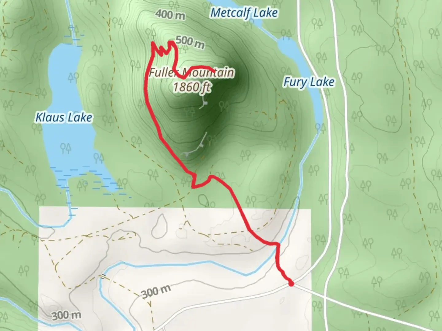 An image depicting the trail Walk to Fuller Mountain and its surrounding area.