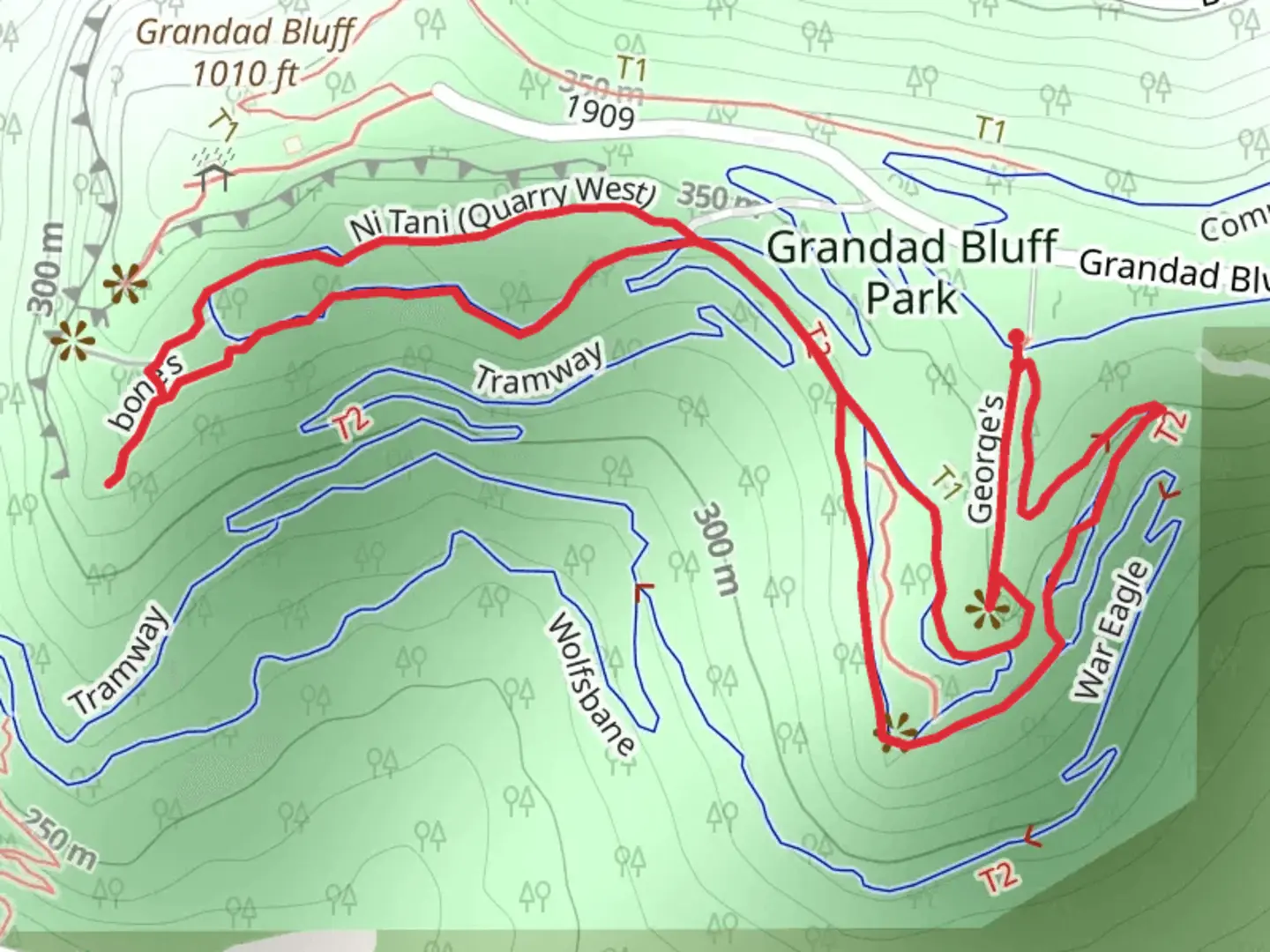 An image depicting the trail War Eagle, Xee Xete and Ni Tani Loop and its surrounding area.
