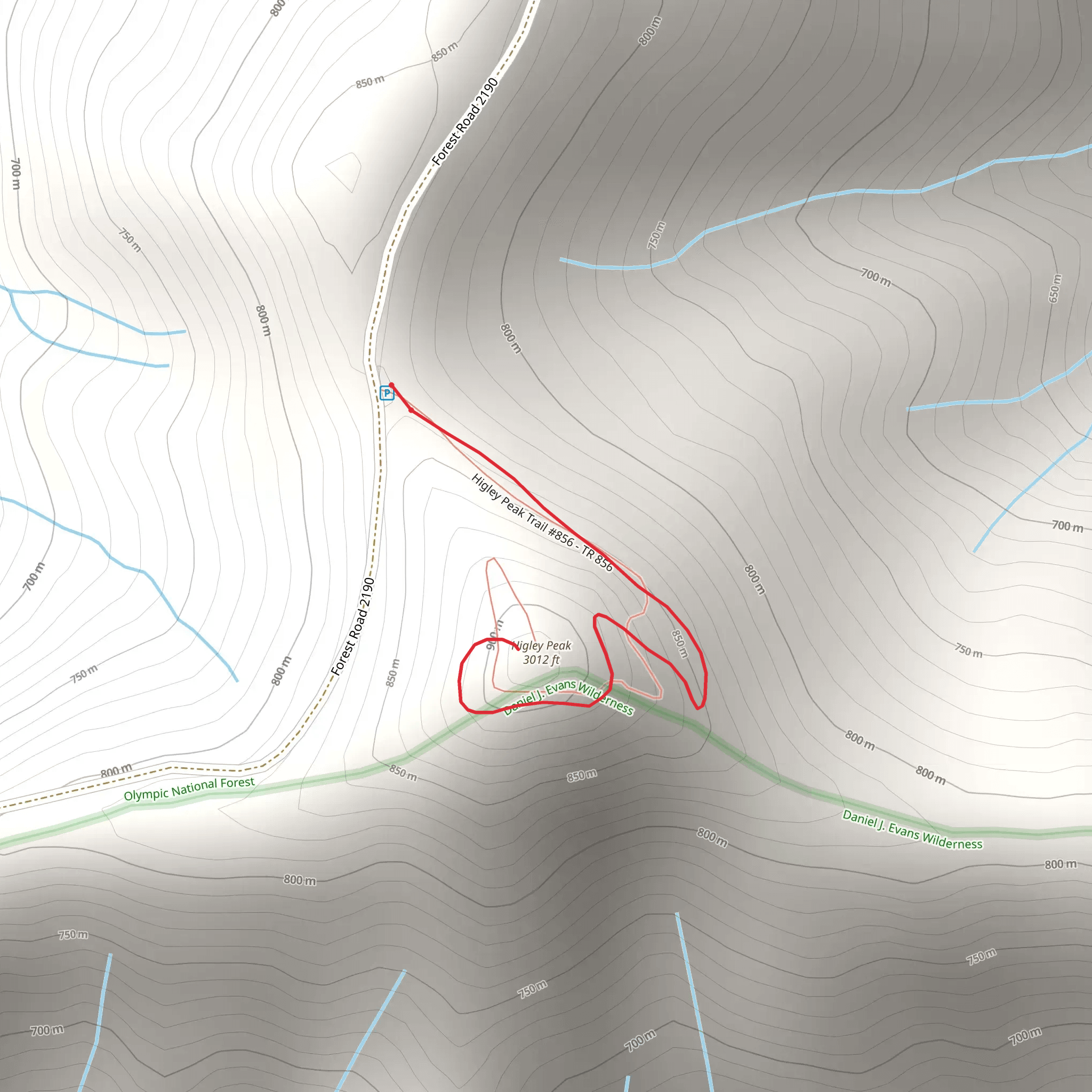 Higley Peak Trail mobile static map