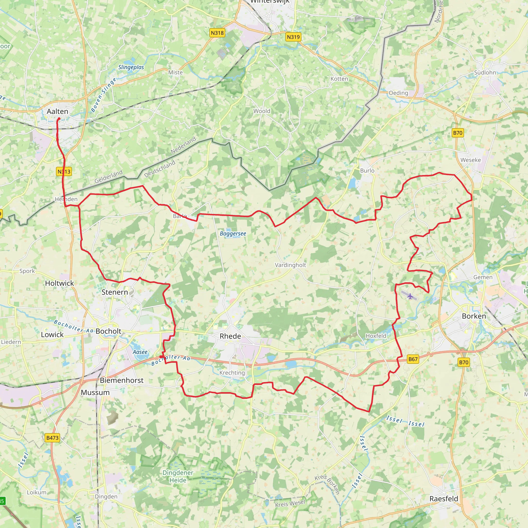 Barlo, Erholungsgebiet Proebsting and Ziegelheide Loop mobile static map