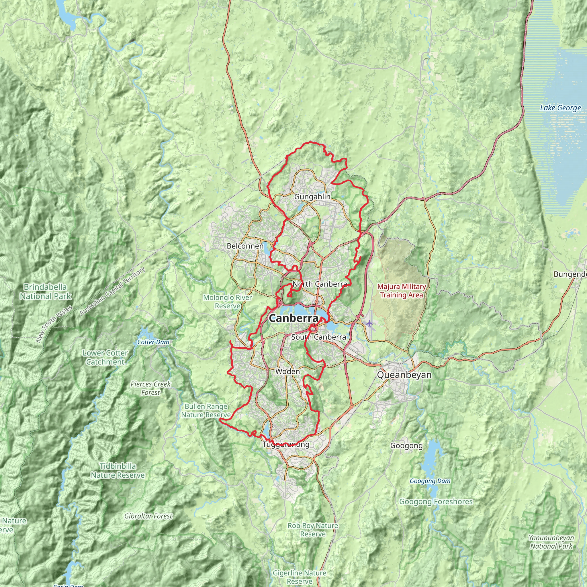 Canberra Centenary Trail mobile static map