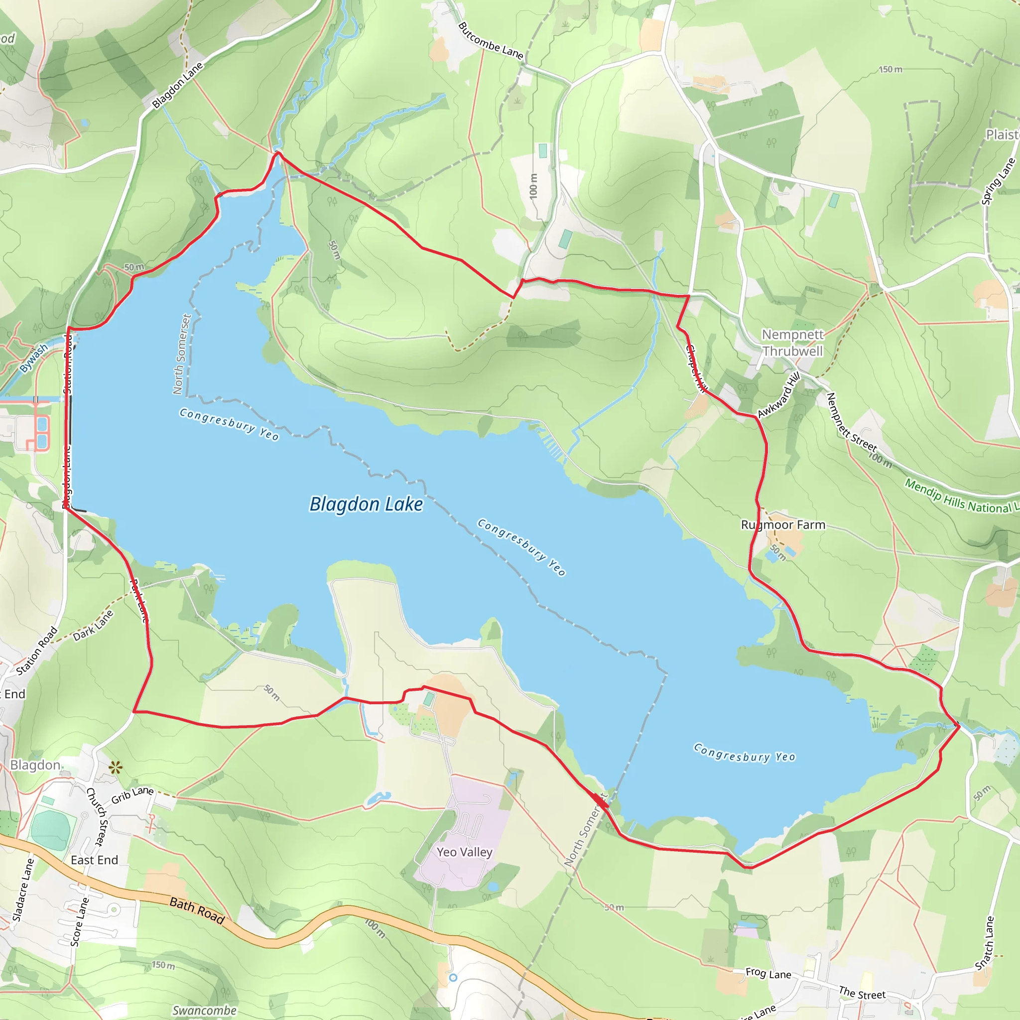 Blagdon Lake Loop mobile static map