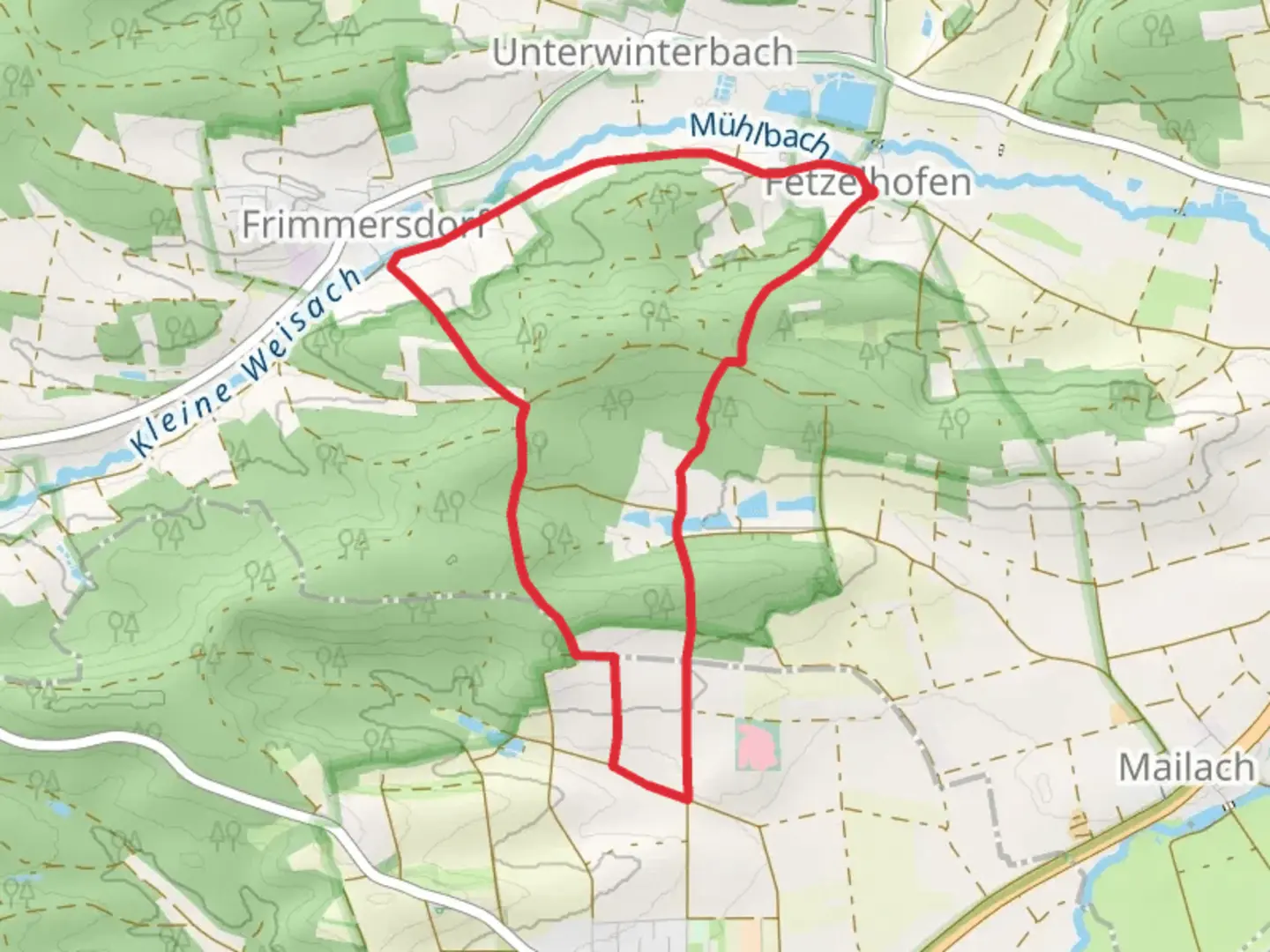 An image depicting the trail Rundweg Lonnerstadt Loop and its surrounding area.