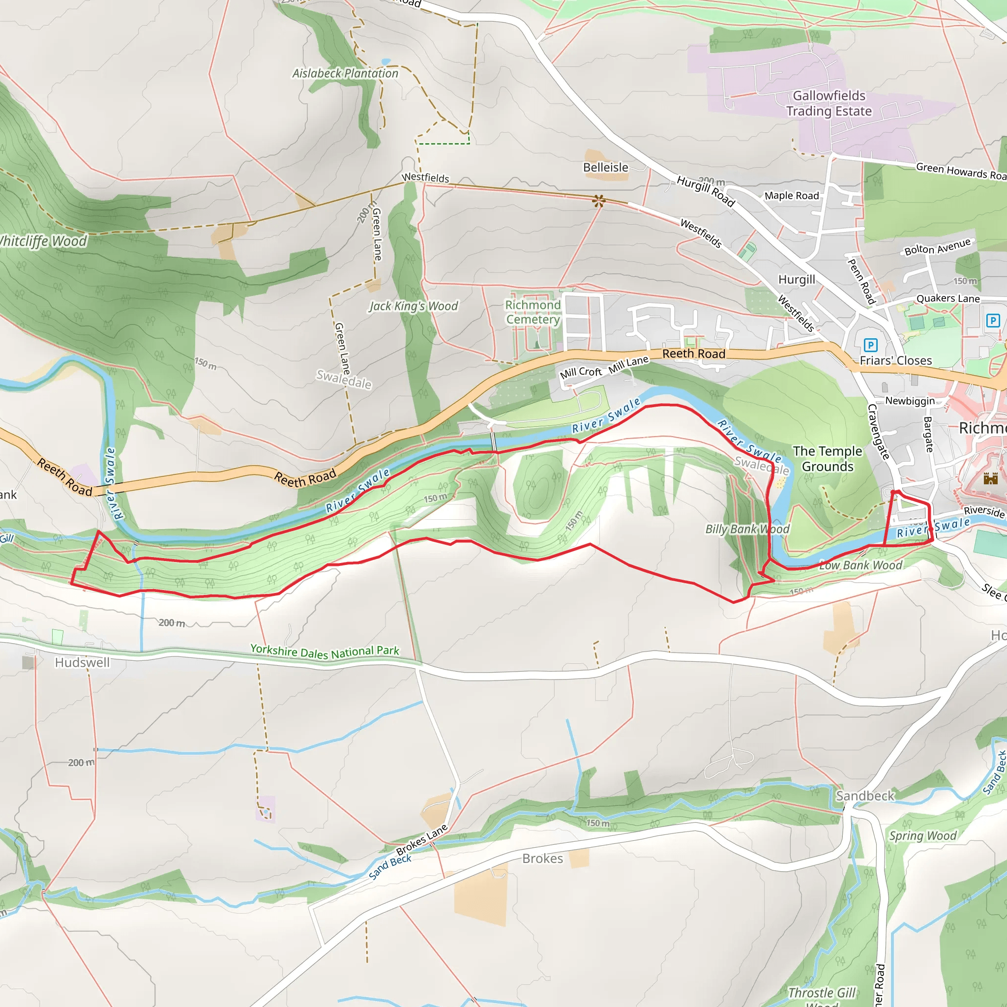 Billy Bank Wood and River Swale Loop mobile static map
