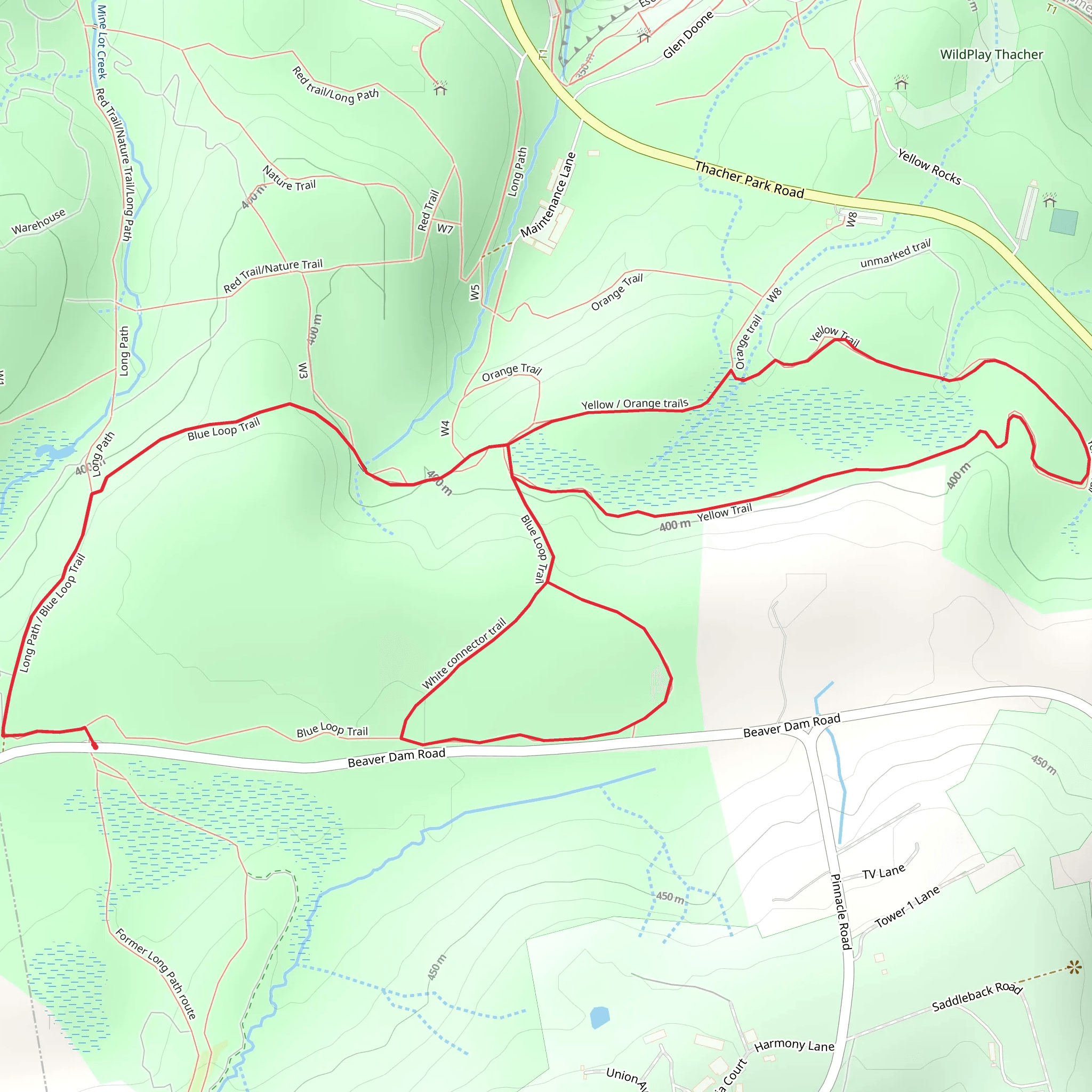 Blue Loop and Yellow Loop via Long Path mobile static map