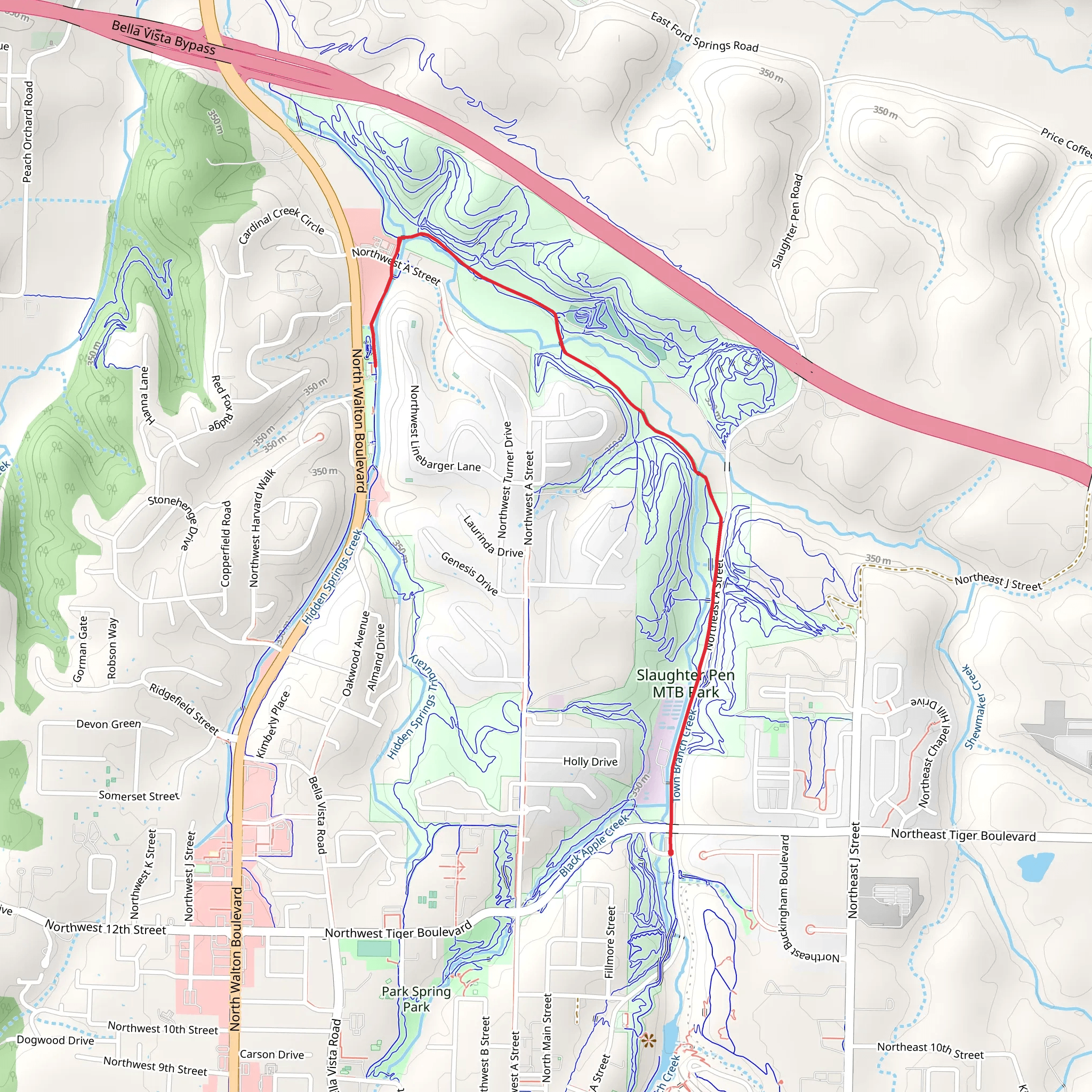 Razorback Regional Greenway mobile static map