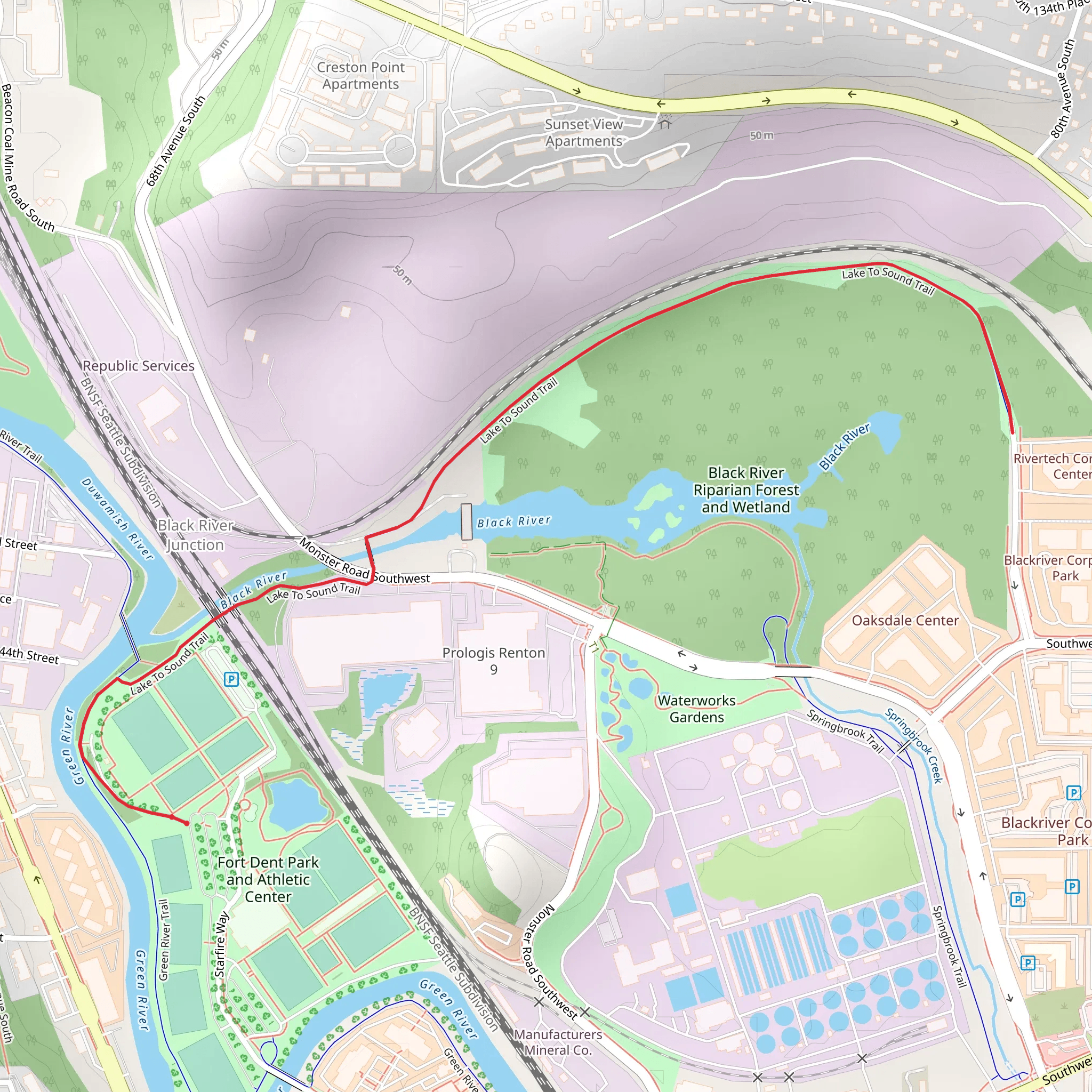 Lake to Sound Trail mobile static map