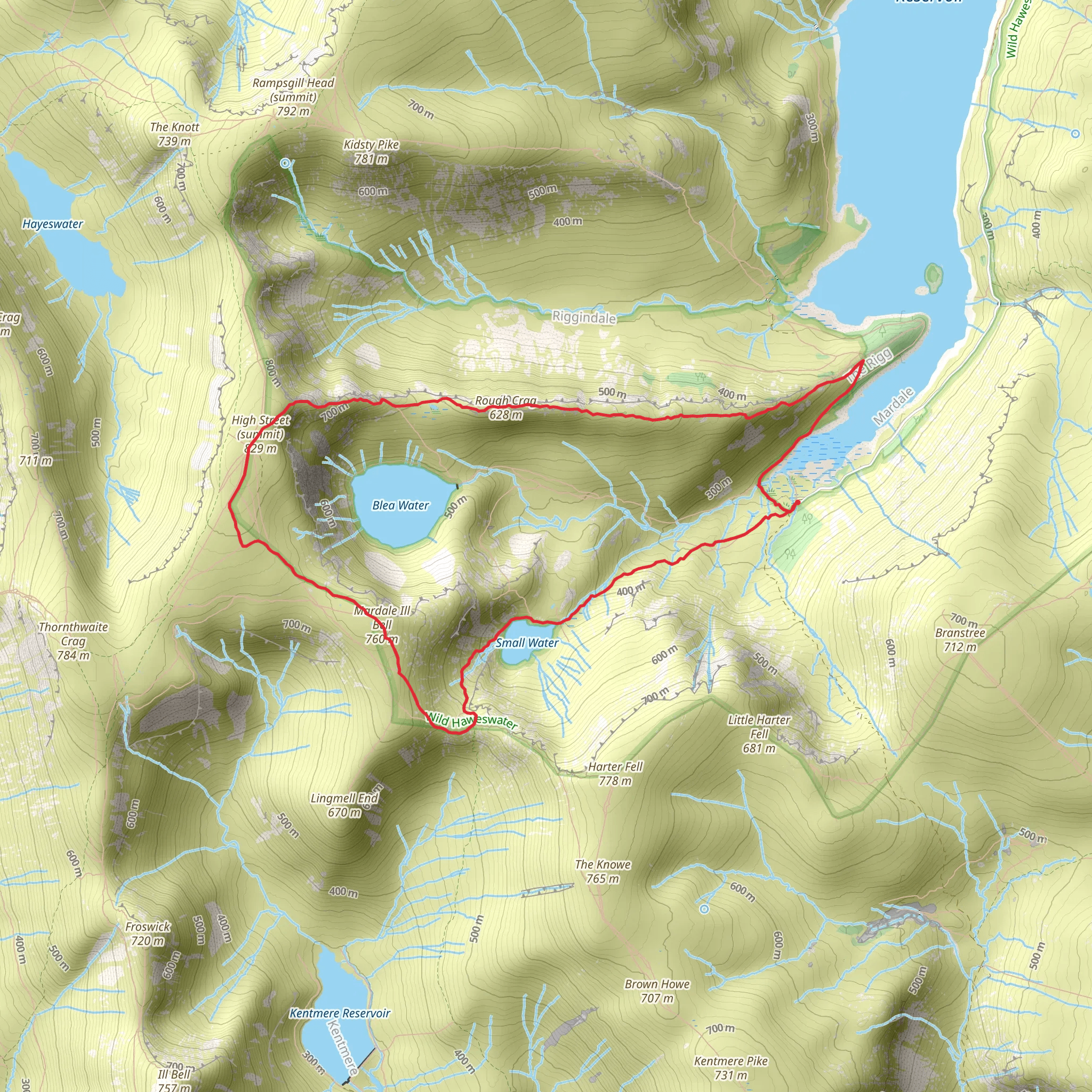 High Street, Mardale Ill Bell and Small Water mobile static map