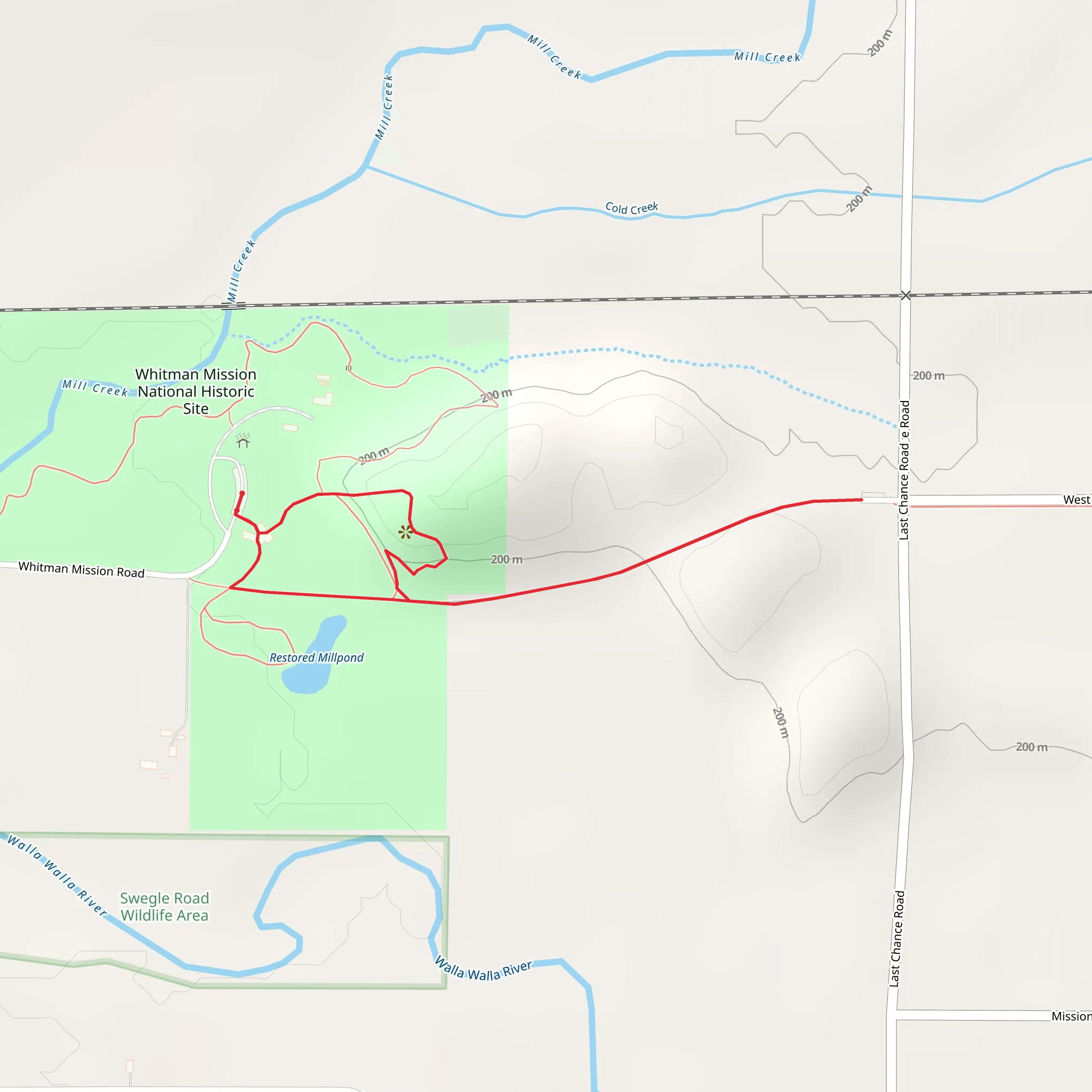 Whitman Monument Loop mobile static map