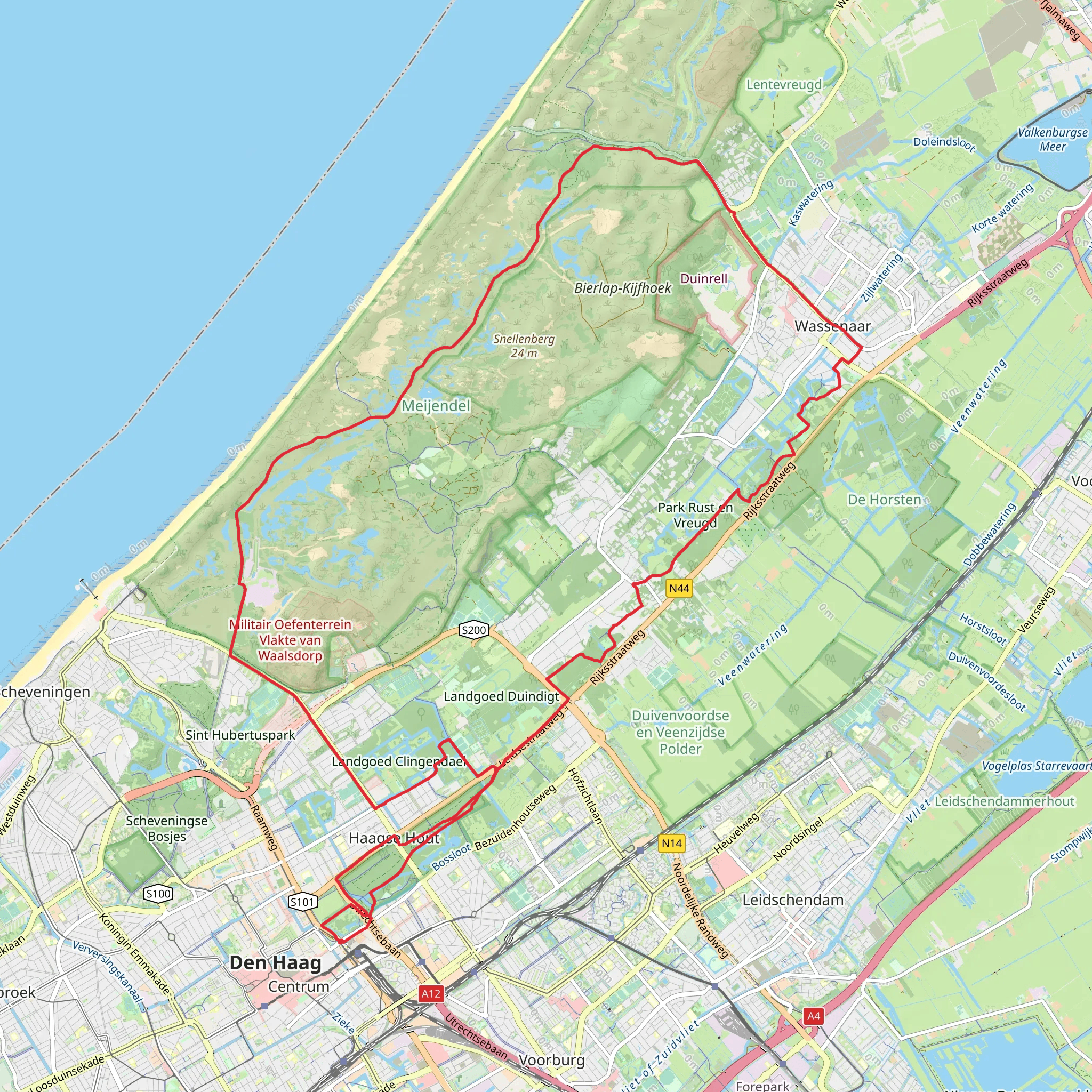 Koekamp, Oostduinen, Meijendel and Kasteel Oud Wassenaar Loop mobile static map