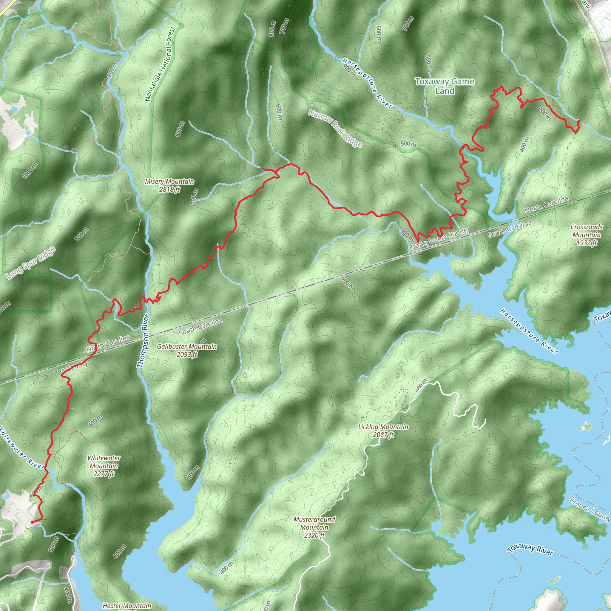 Foothills Trail to Gear Gap Campsite mobile static map