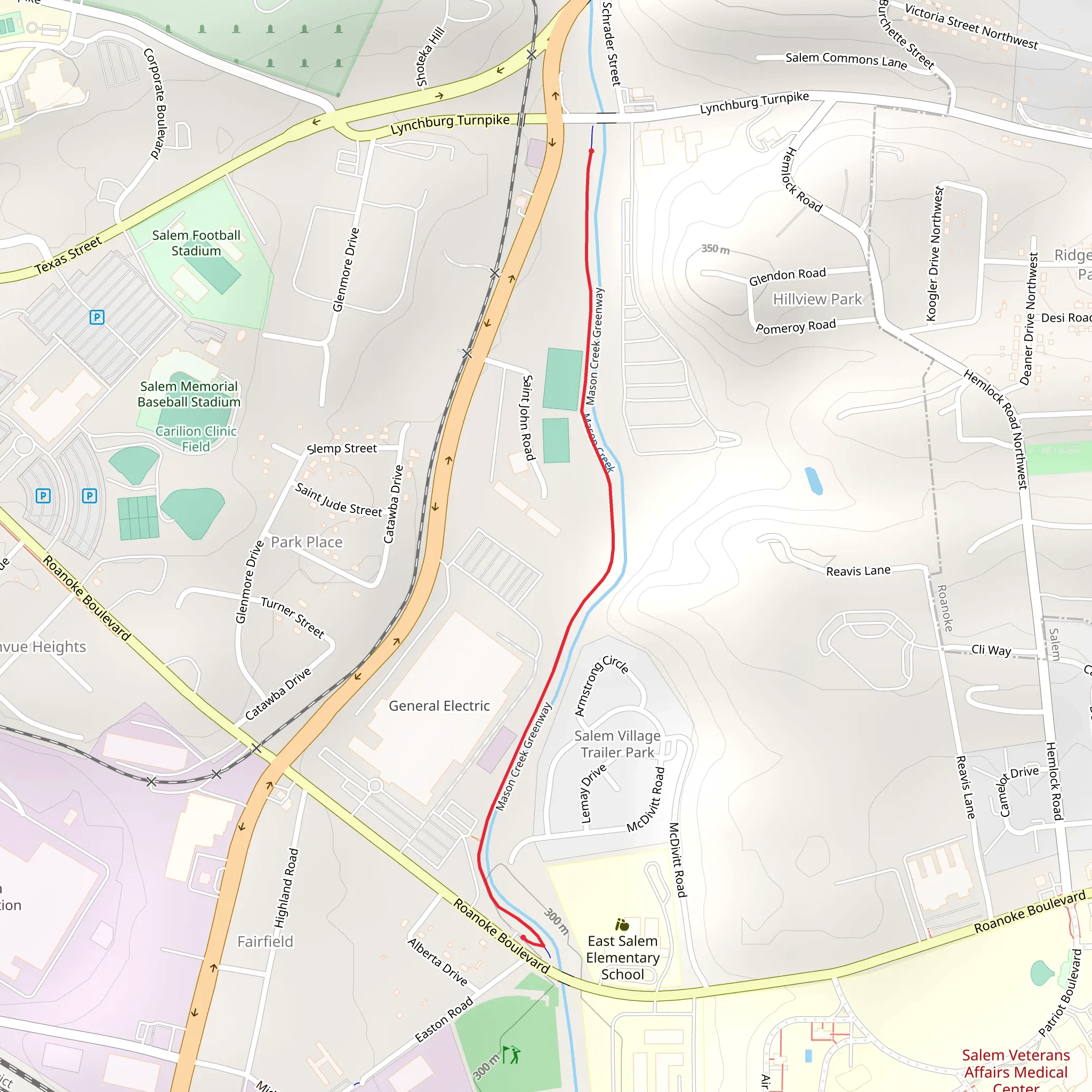 Mason Creek Greenway mobile static map