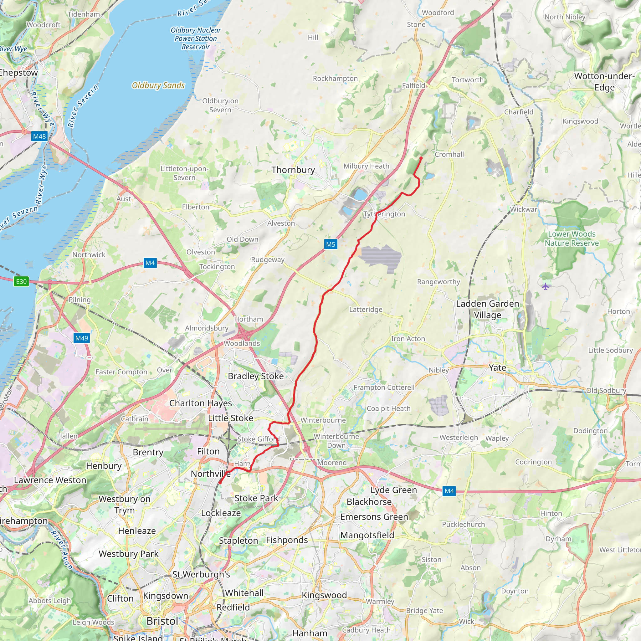 Filton Abbey Wood to Cromhall Walk mobile static map