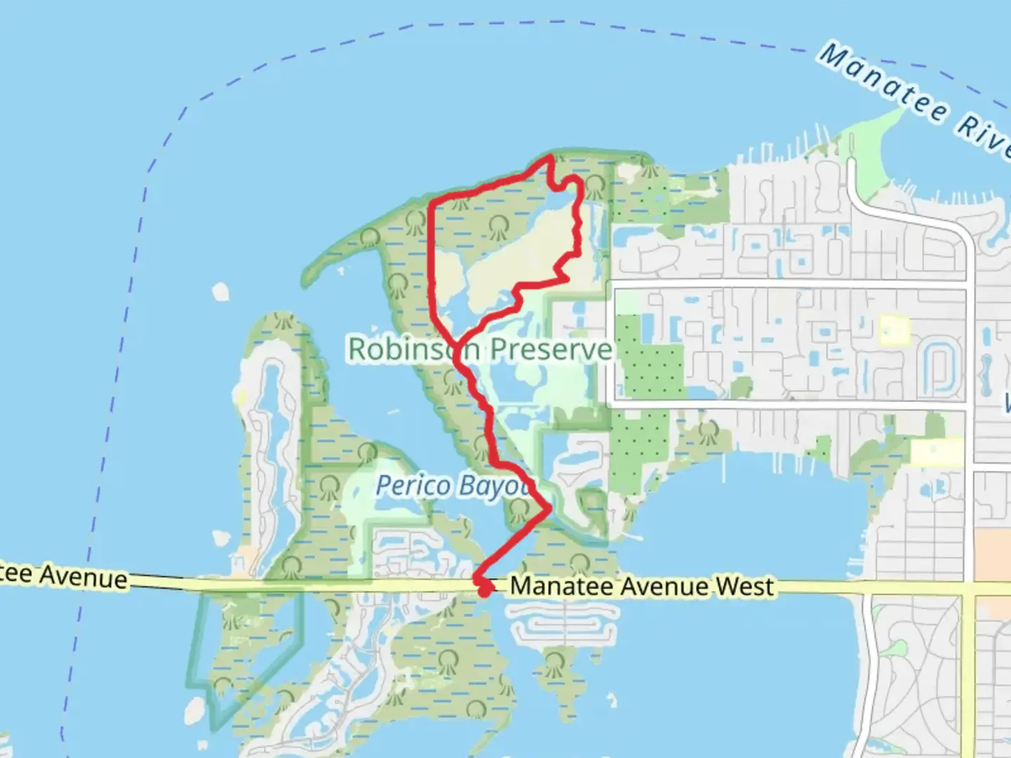 An image depicting the trail Osprey Loop via Spoonbill Trail and its surrounding area.