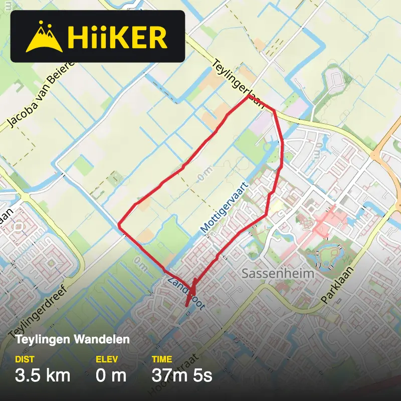 A map preview of the recording Teylingen Wandelen.