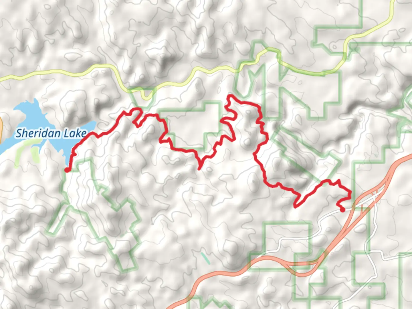 An image depicting the trail Storm Hill via Flume Trail and its surrounding area.