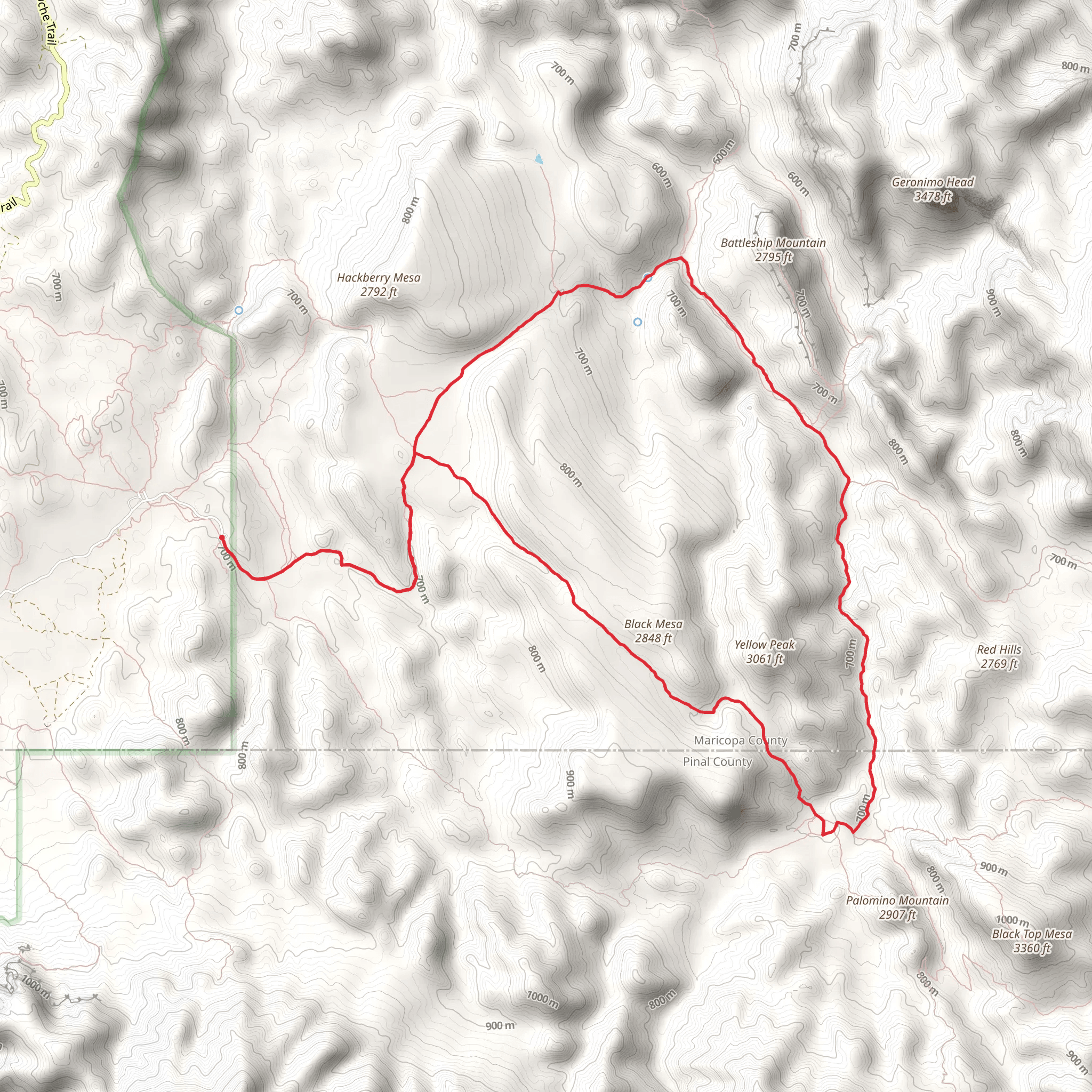 Second Water, Boulder and Black Mesa Loop Trail mobile static map
