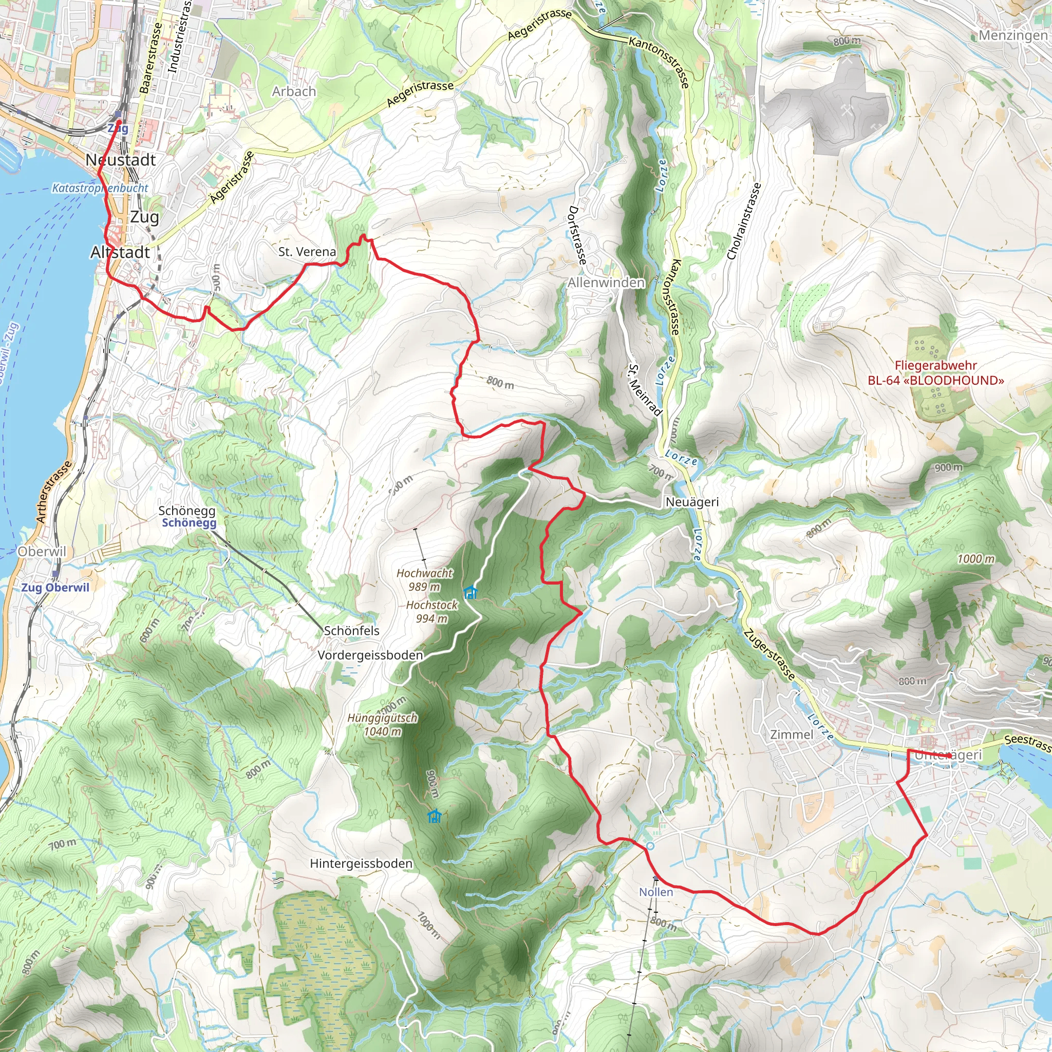 Unterägeri - Zug Trail mobile static map