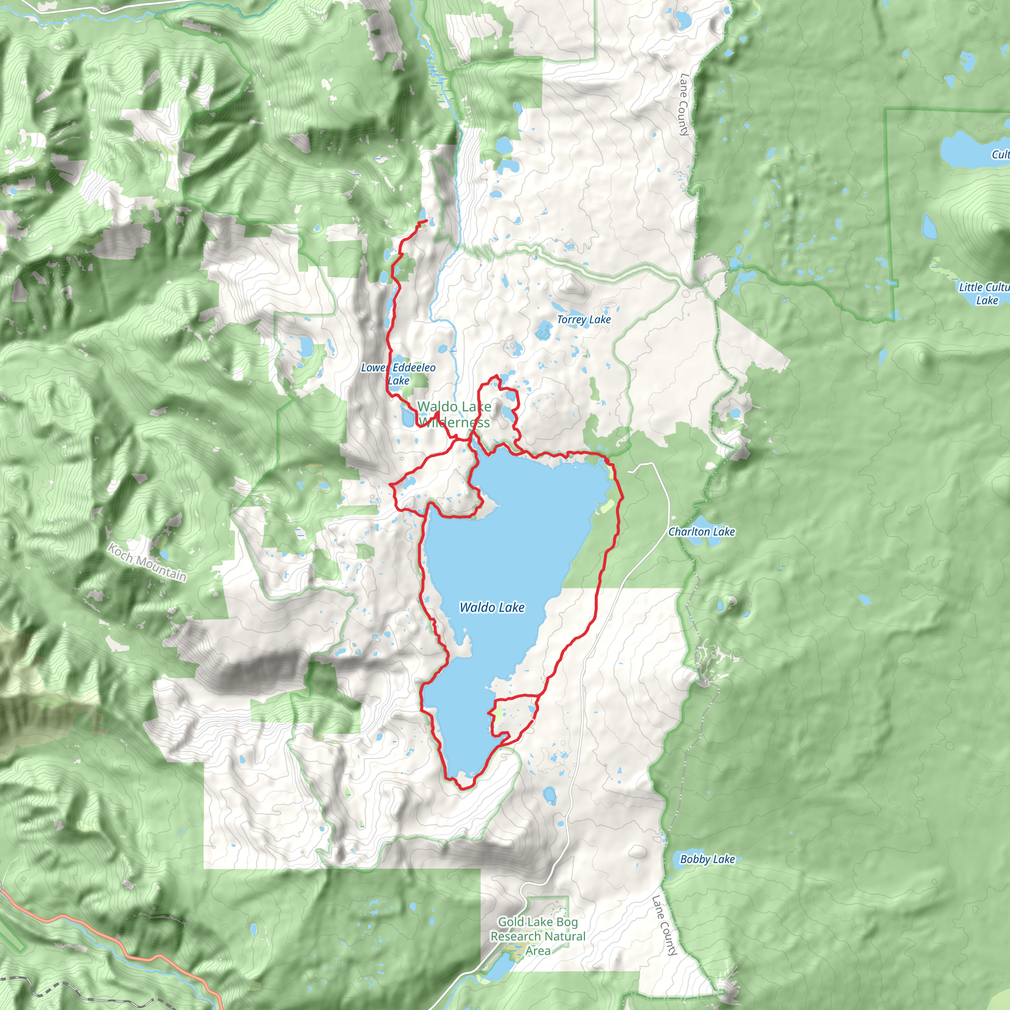 Waldo Lake Loop mobile static map