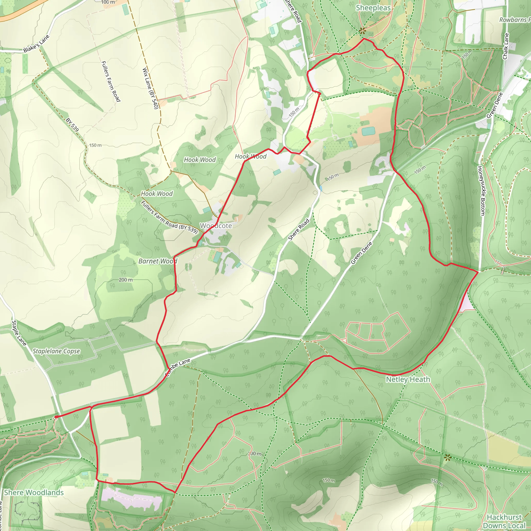 Woodcombe and Combe Bottom Loop mobile static map